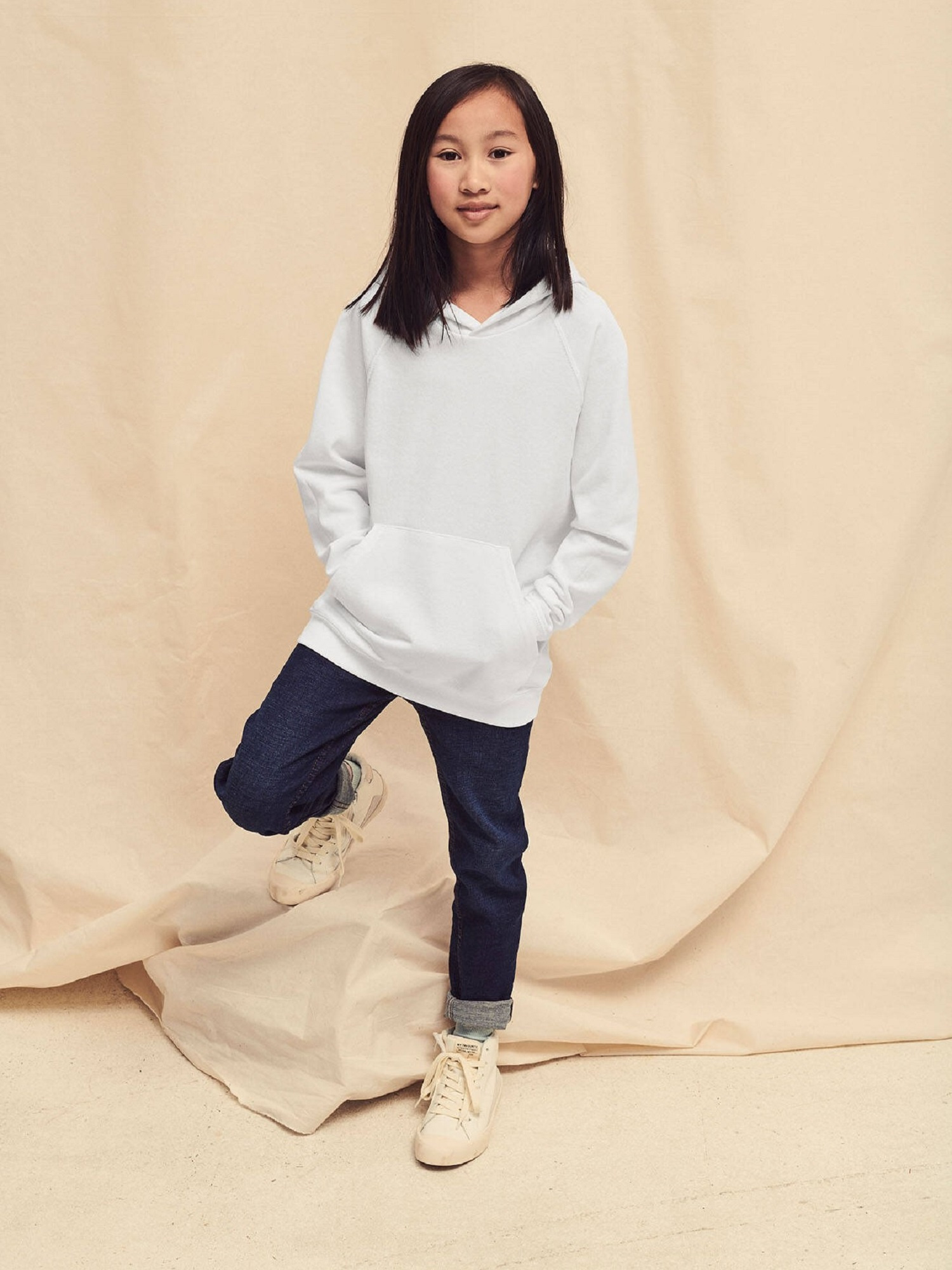 White children&#039;s hoodie Fruit of the Loom