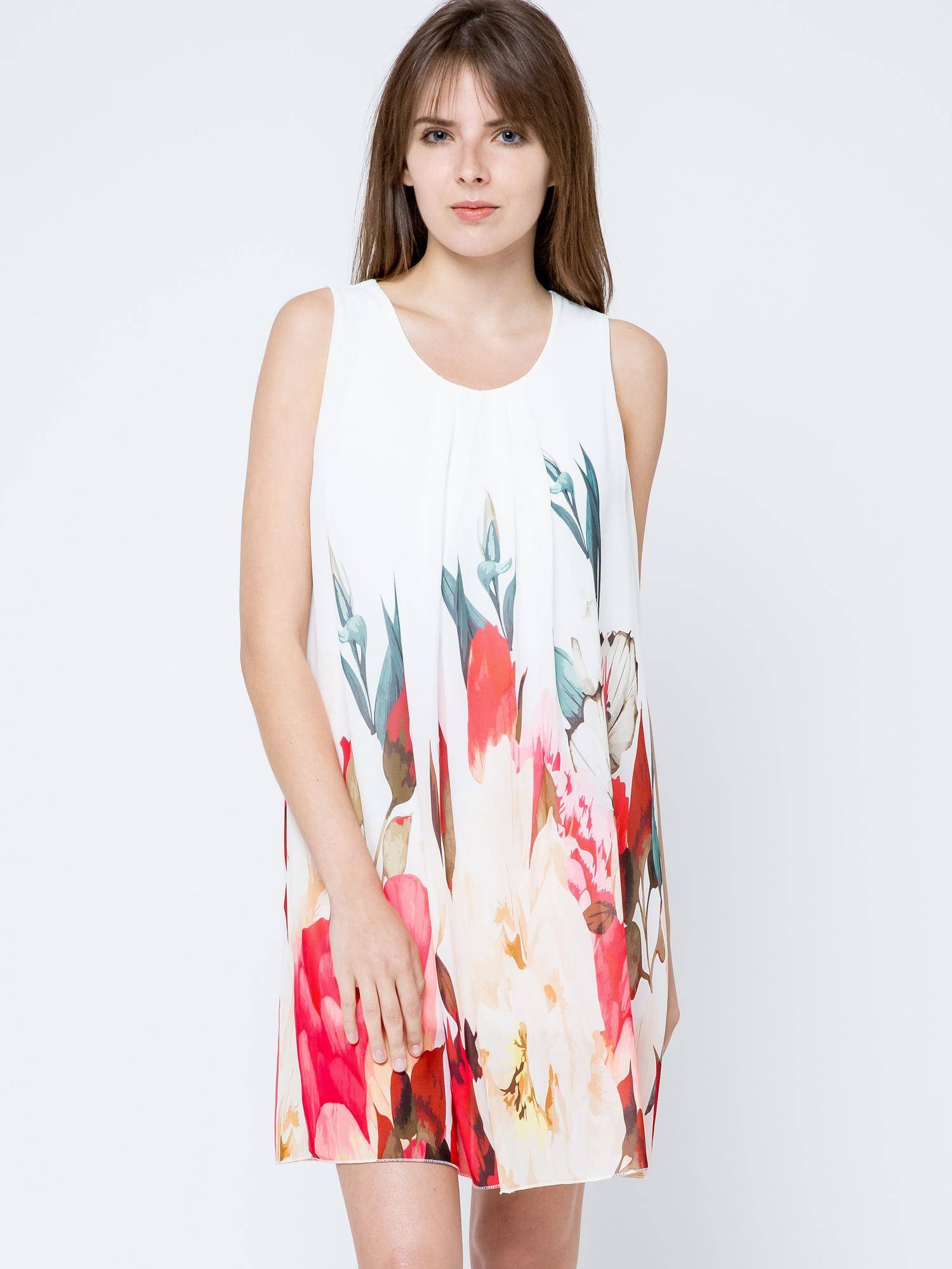 Euphora chiffon dress with flower print white