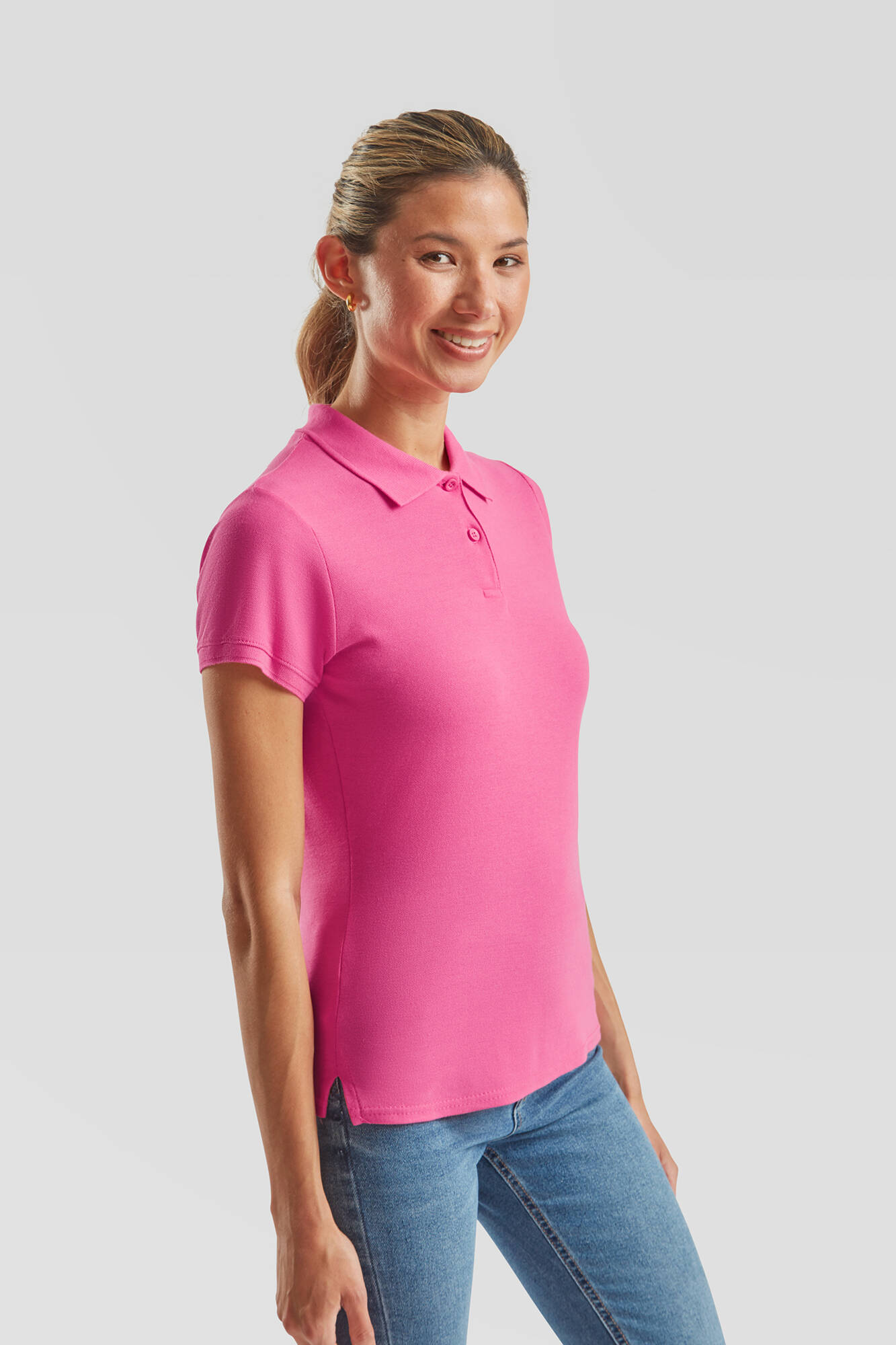 Polo Fruit of the Loom Pink Women's T-shirt