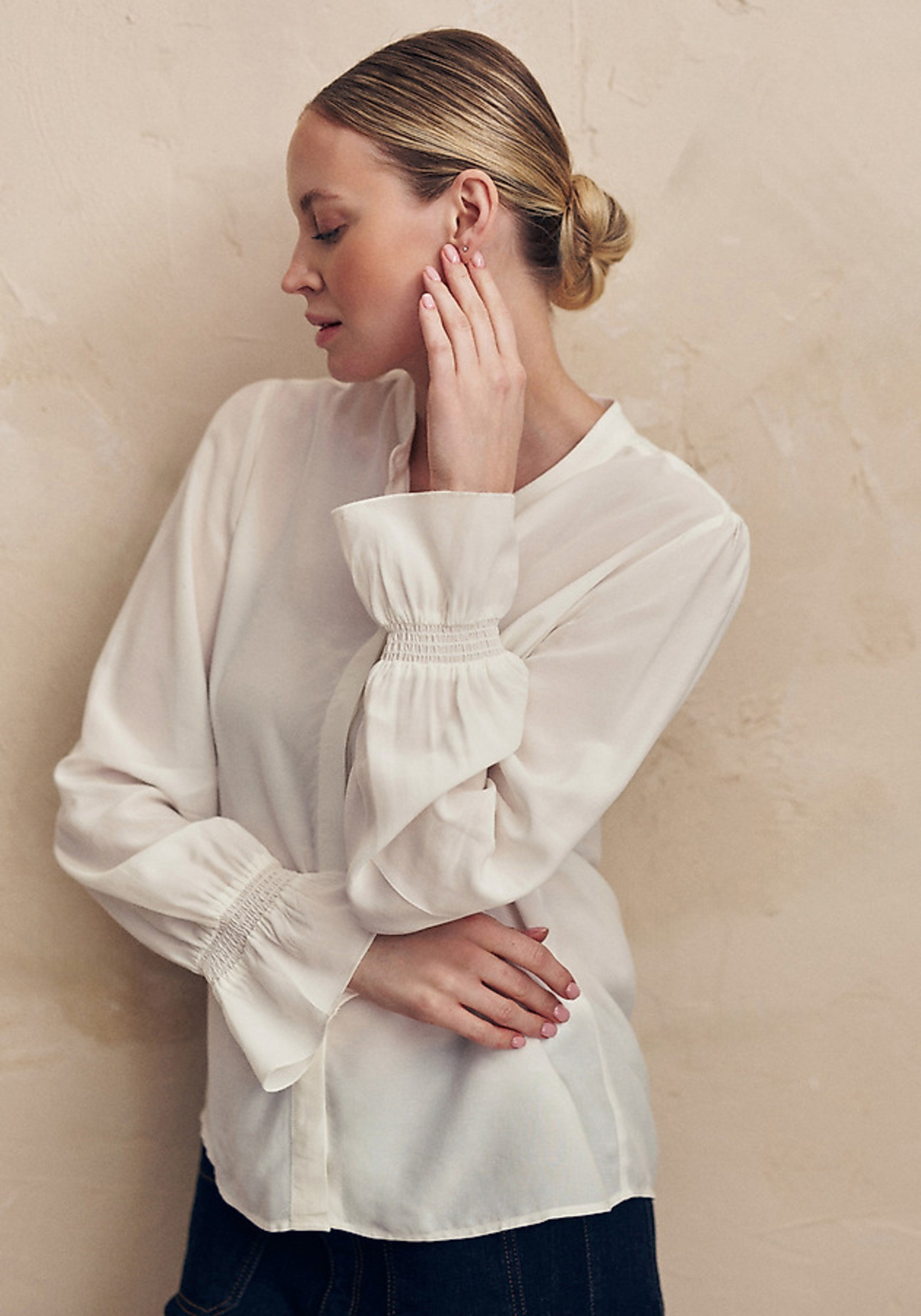 Елегантна риза в цвят екрю с вискоза Lenzing™Ecovero™