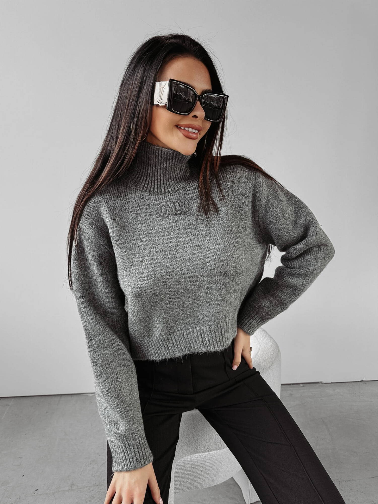 Grey turtleneck LEILA 2023 OLAVOGA