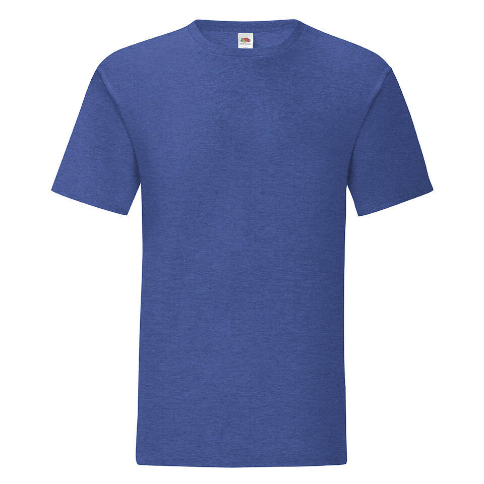 Blue Iconic Combed Cotton T-shirt with Fruit of the Loom Sleeve