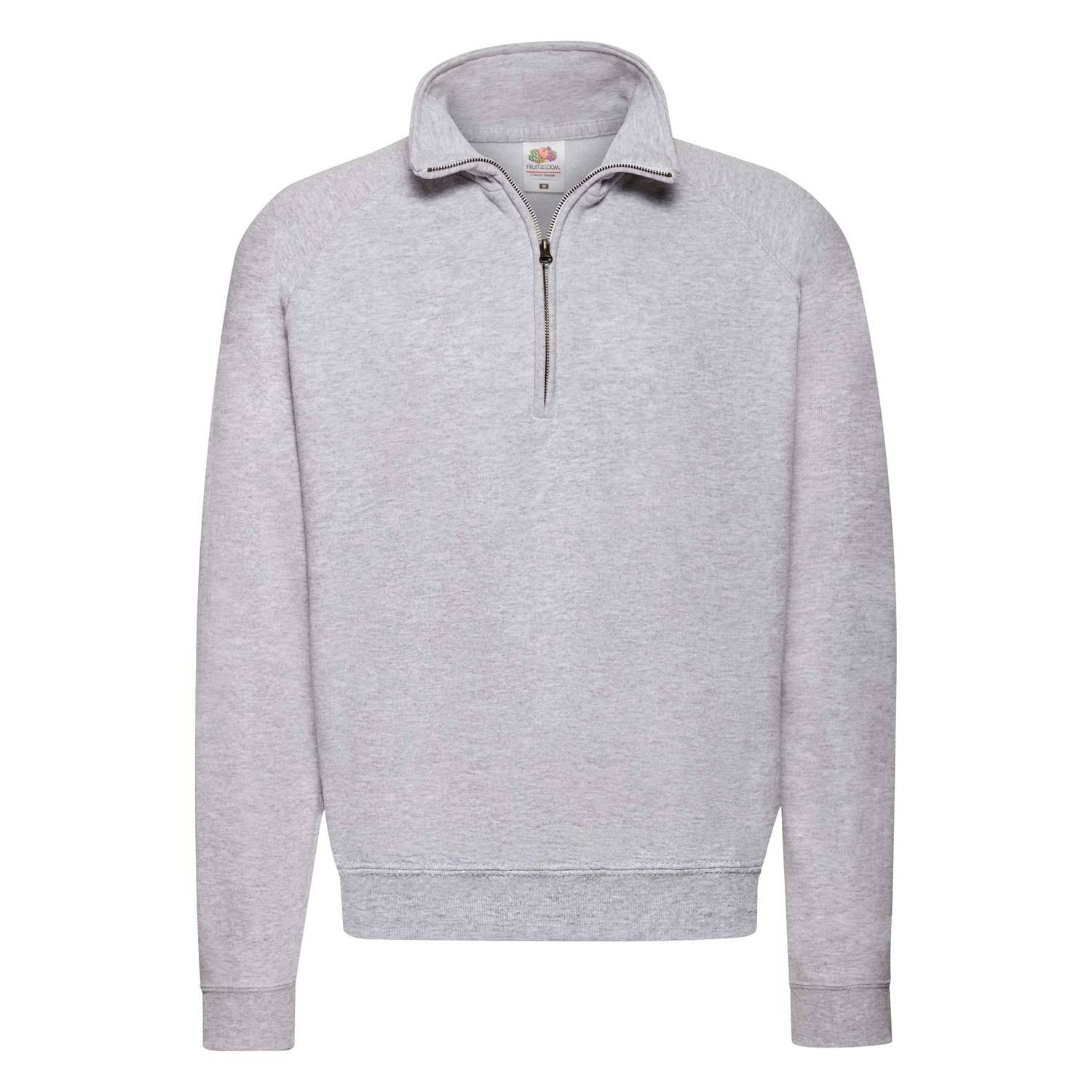 Grey Men&#039;s Sweatshirt Zip Neck Sweat Fruit of the Loom