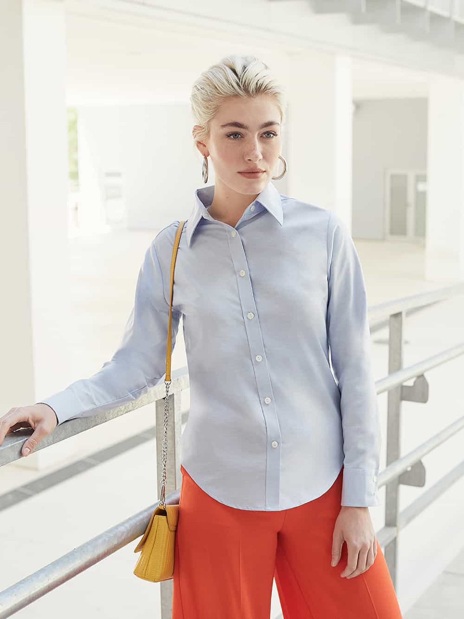 Levně Blue lady-fit classic shirt Oxford Fruit Of The Loom