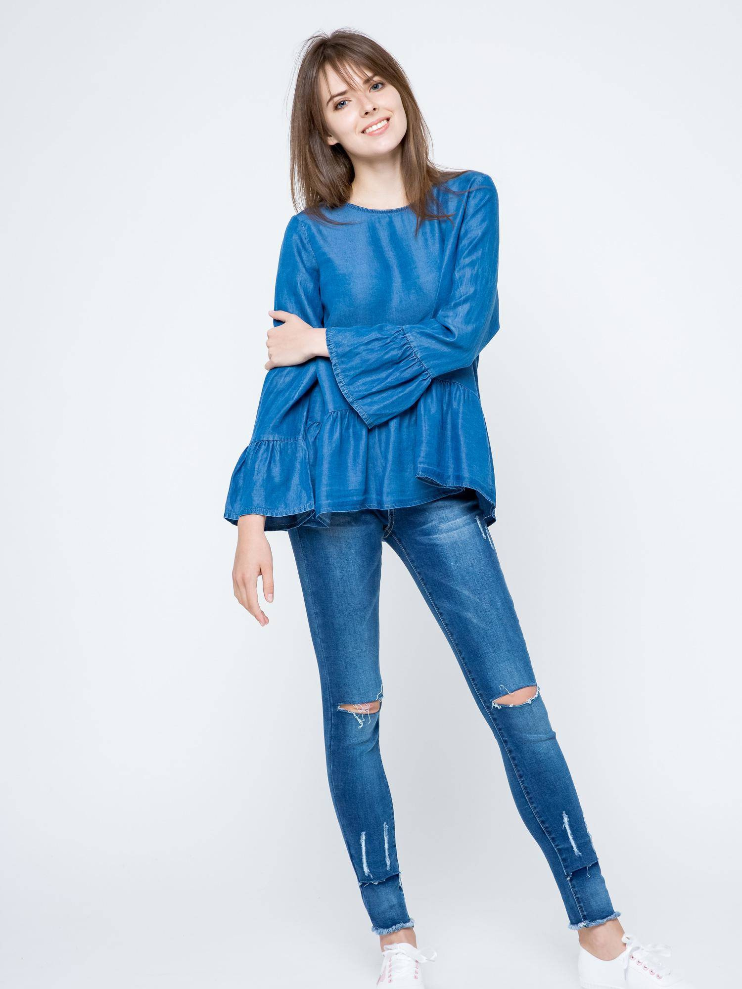 Euphora blouse a'la jeans fastened with buttons at the back blue