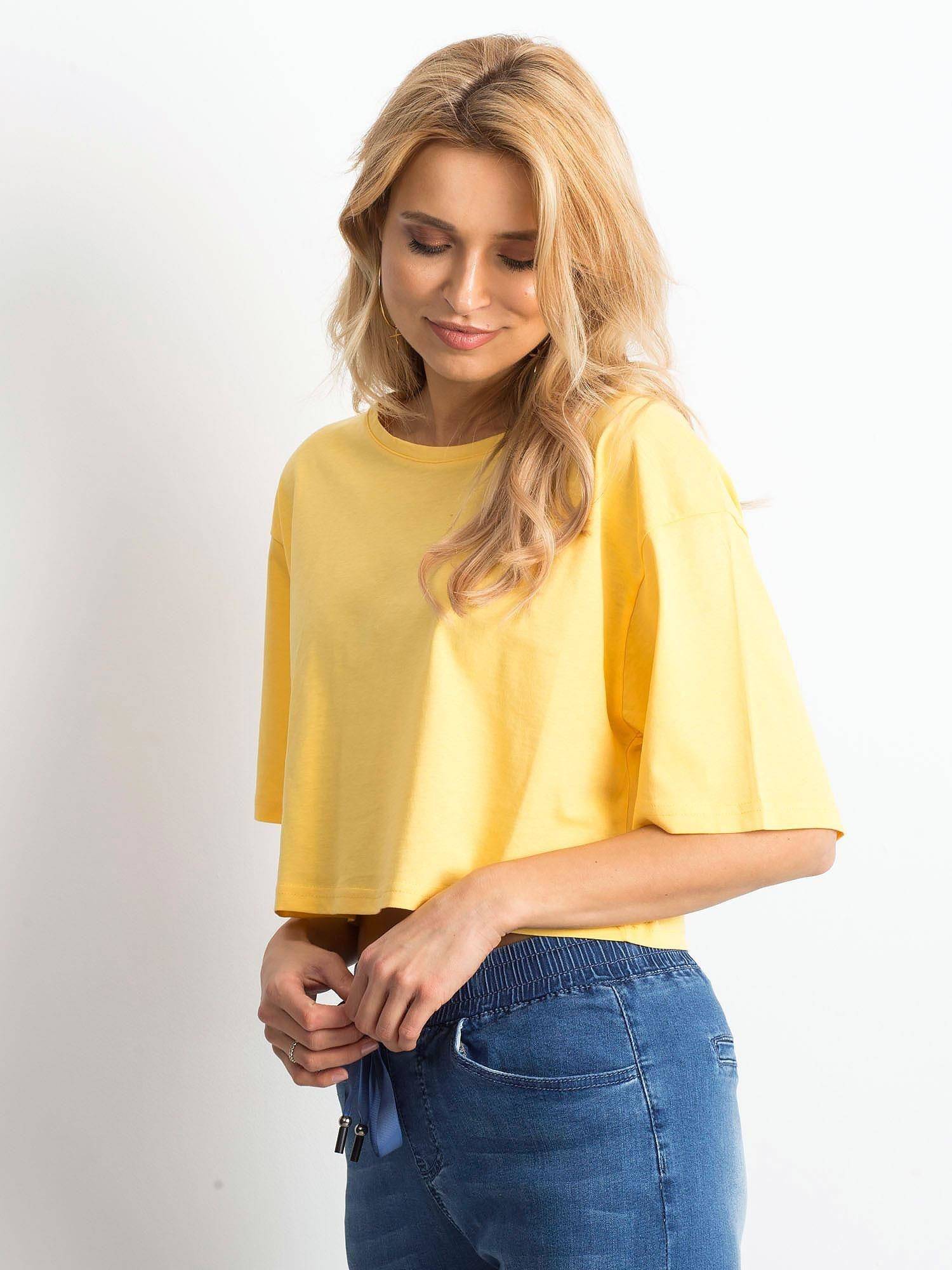 Cropped blouse solid yellow