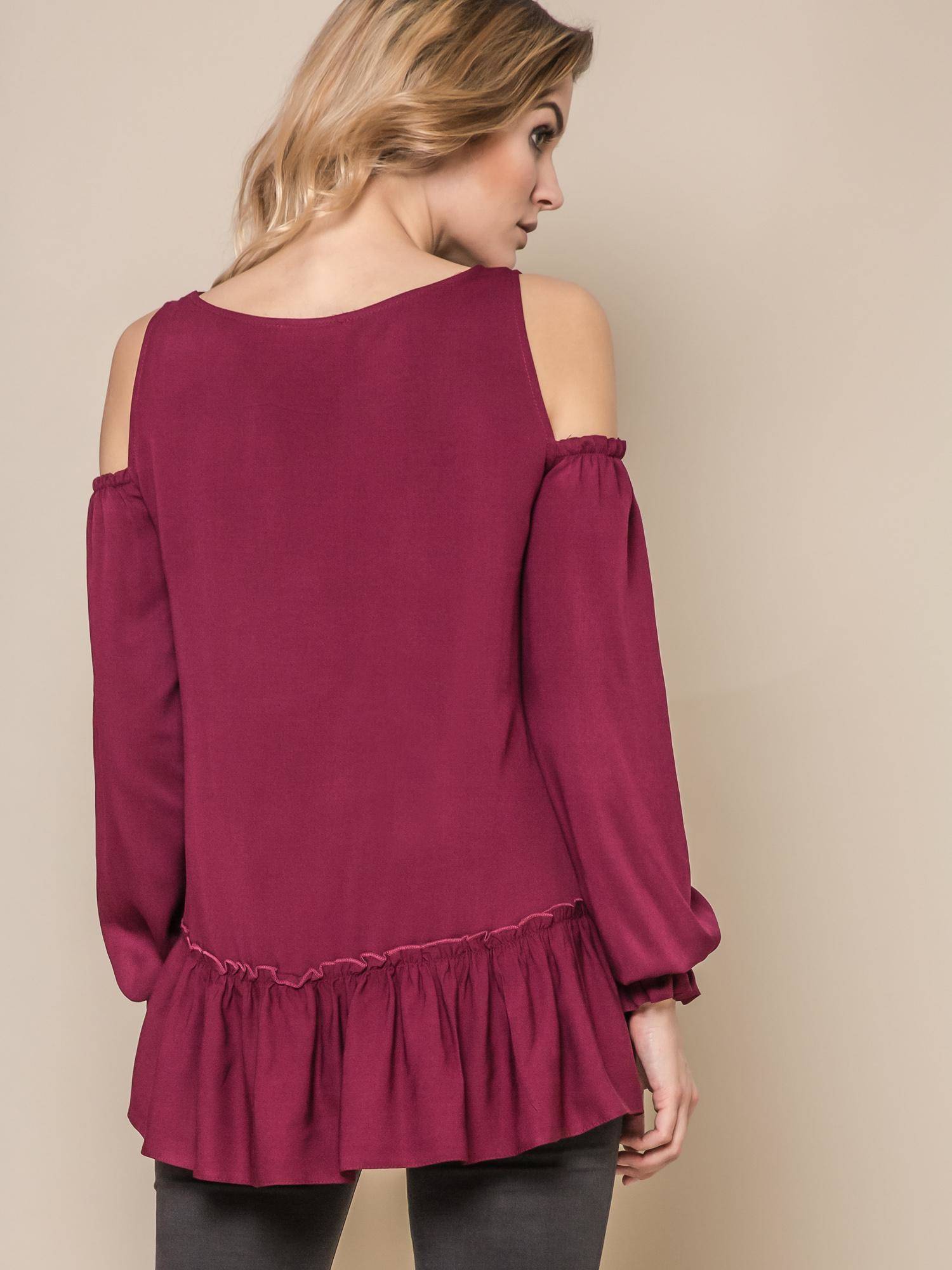 Blouse ONE revealing shoulders burgundy