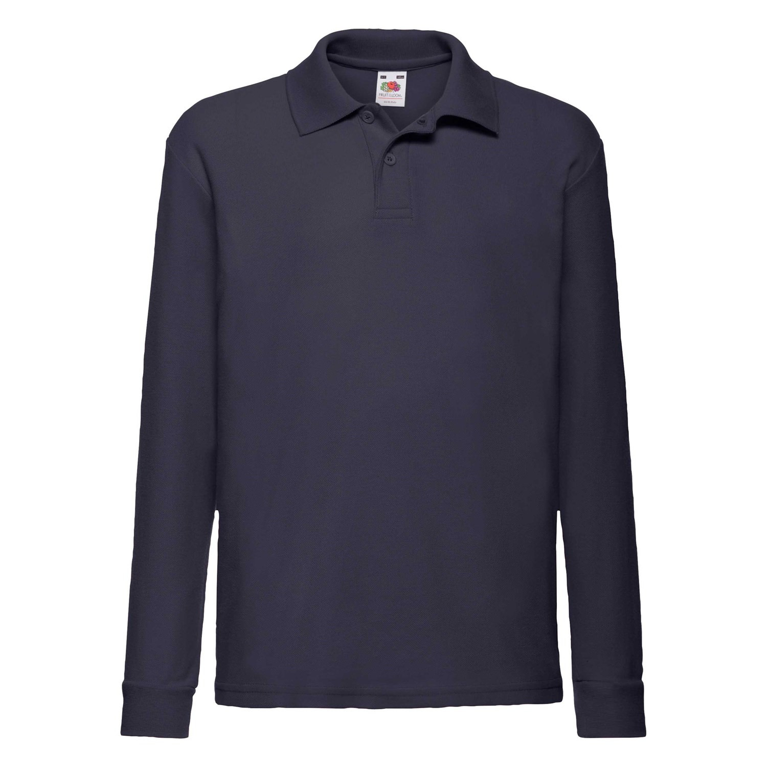 Navy blue long sleeve polo shirt Fruit of the Loom