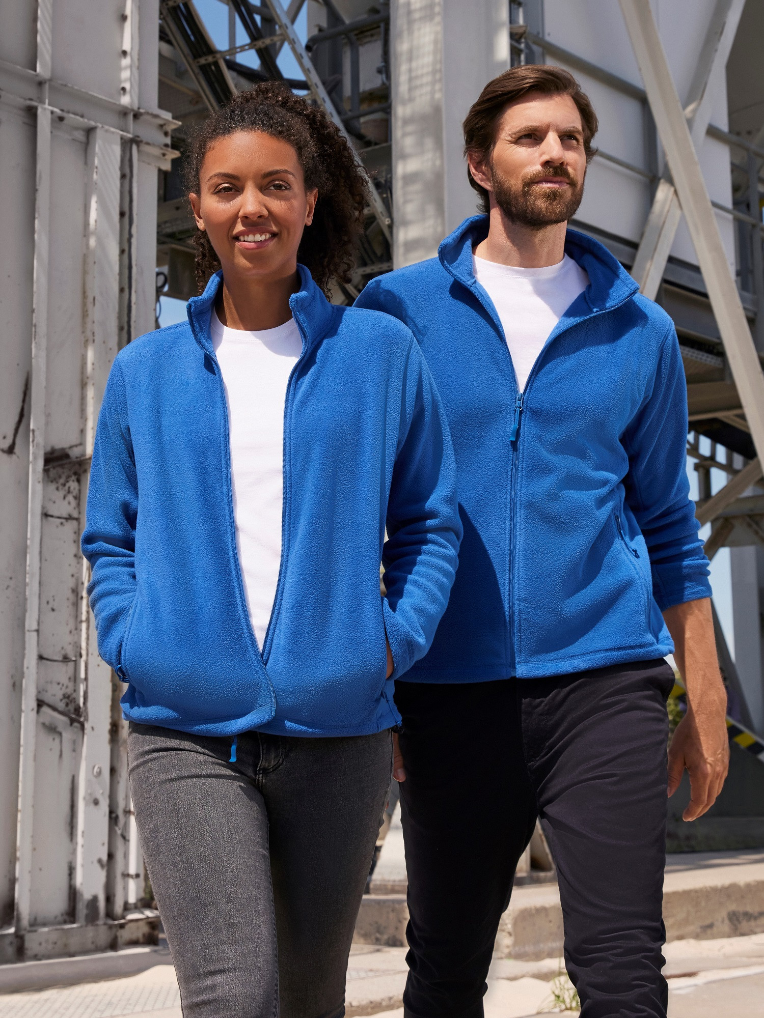 Blue women&#039;s fleece with stand-up collar Russell