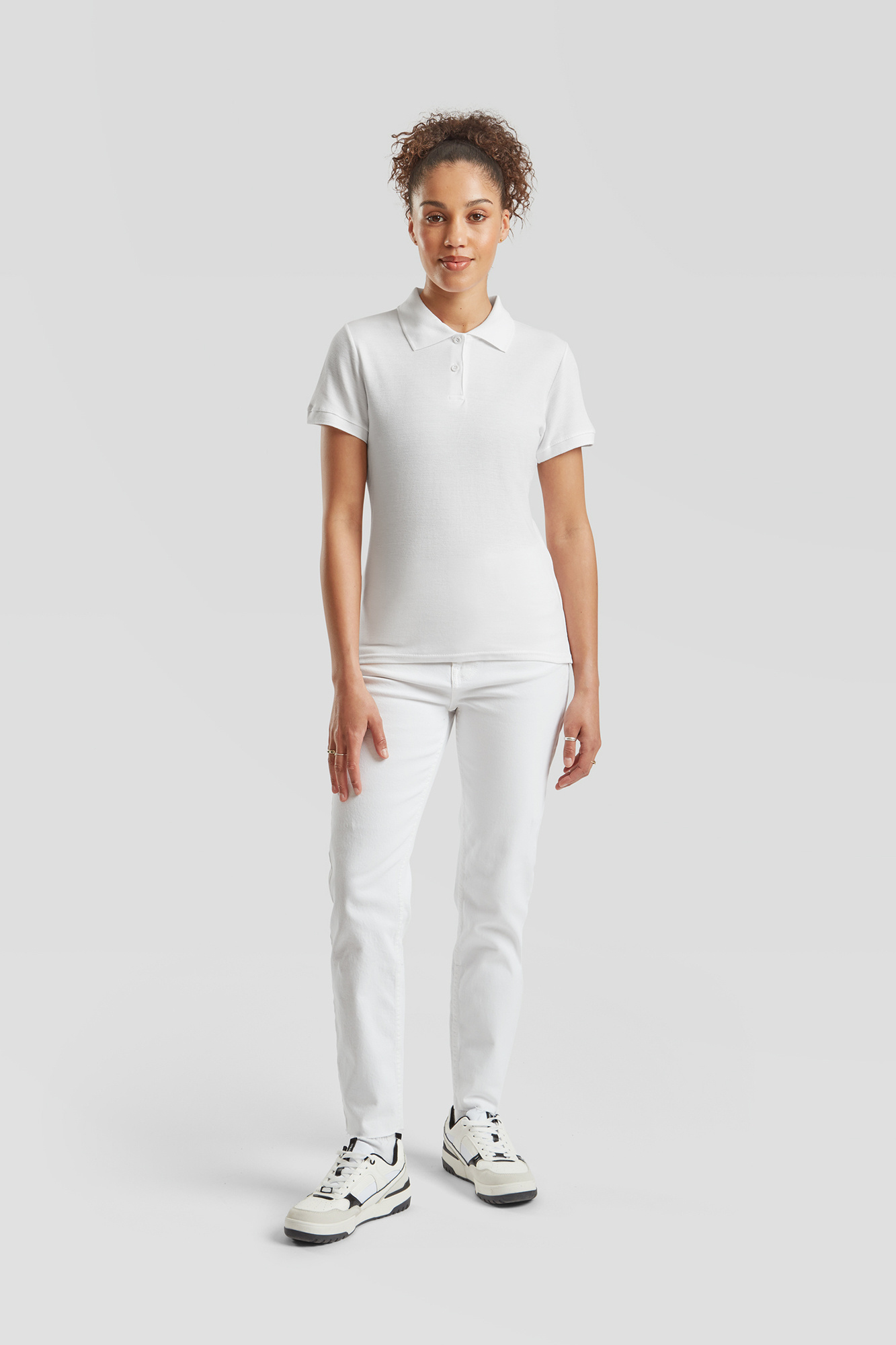 White Women's Shirt Polo Fruit of the Loom