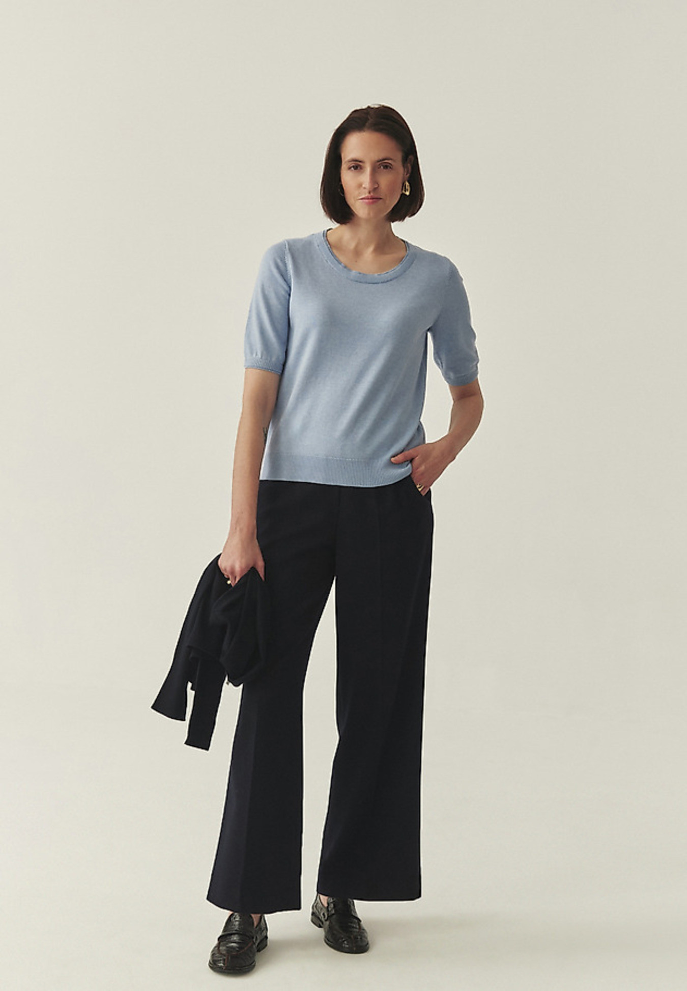 Синя плетена блуза с вискоза Avo Tatuum