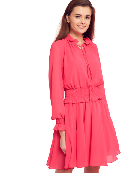 Dress with a tie under the neck Cocomore Boutiqe pink