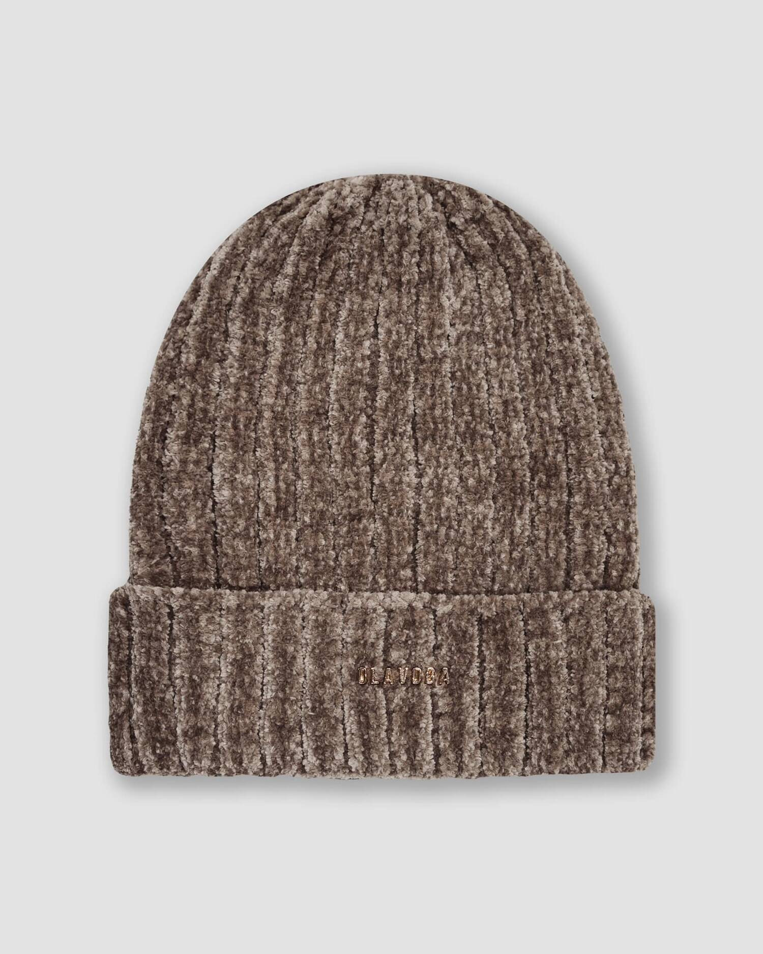 Grey and beige chenille cap GABY 2023 OLAVOGA