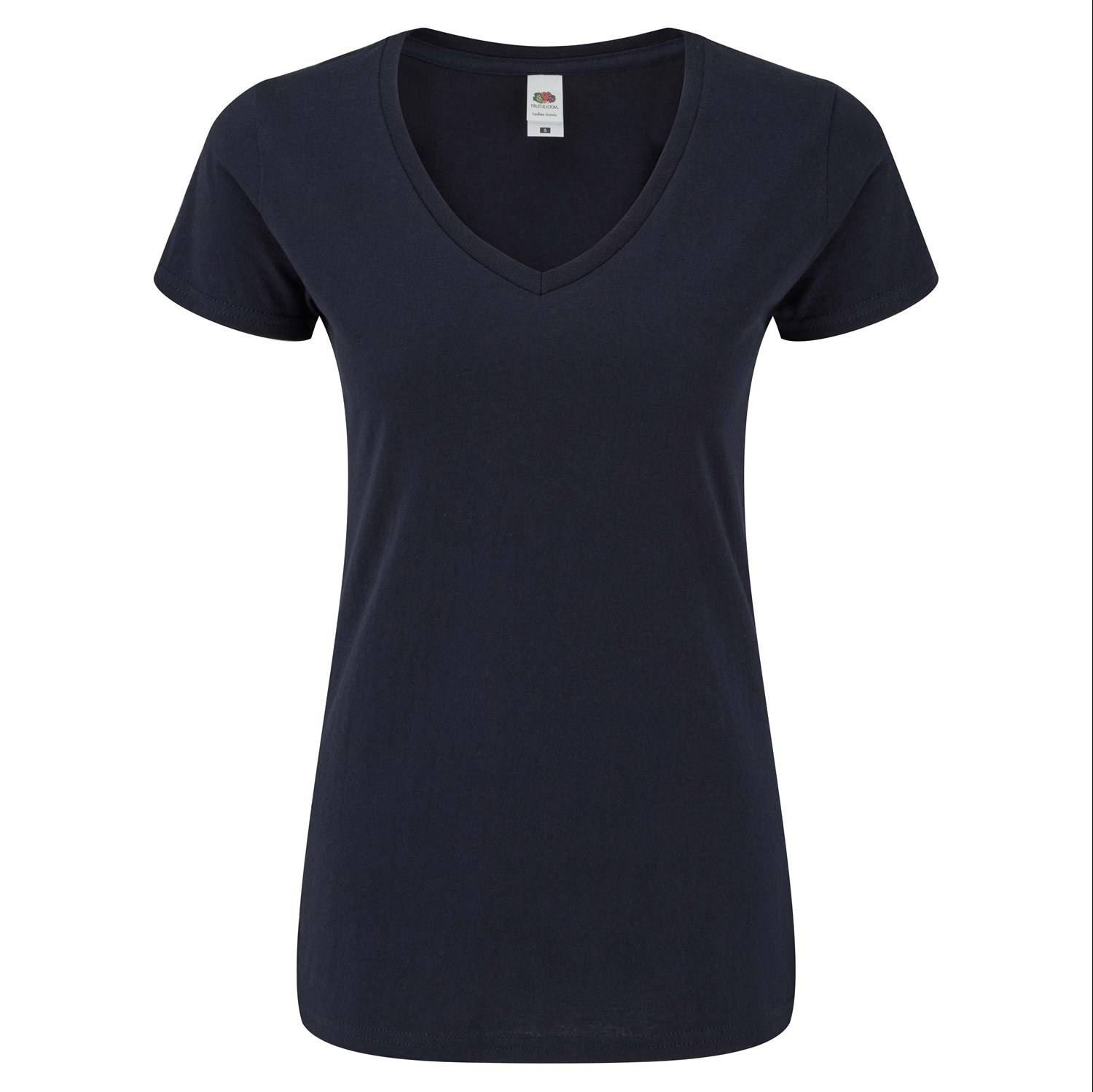 Granatowa koszulka damska Iconic Vneck Fruit of the Loom