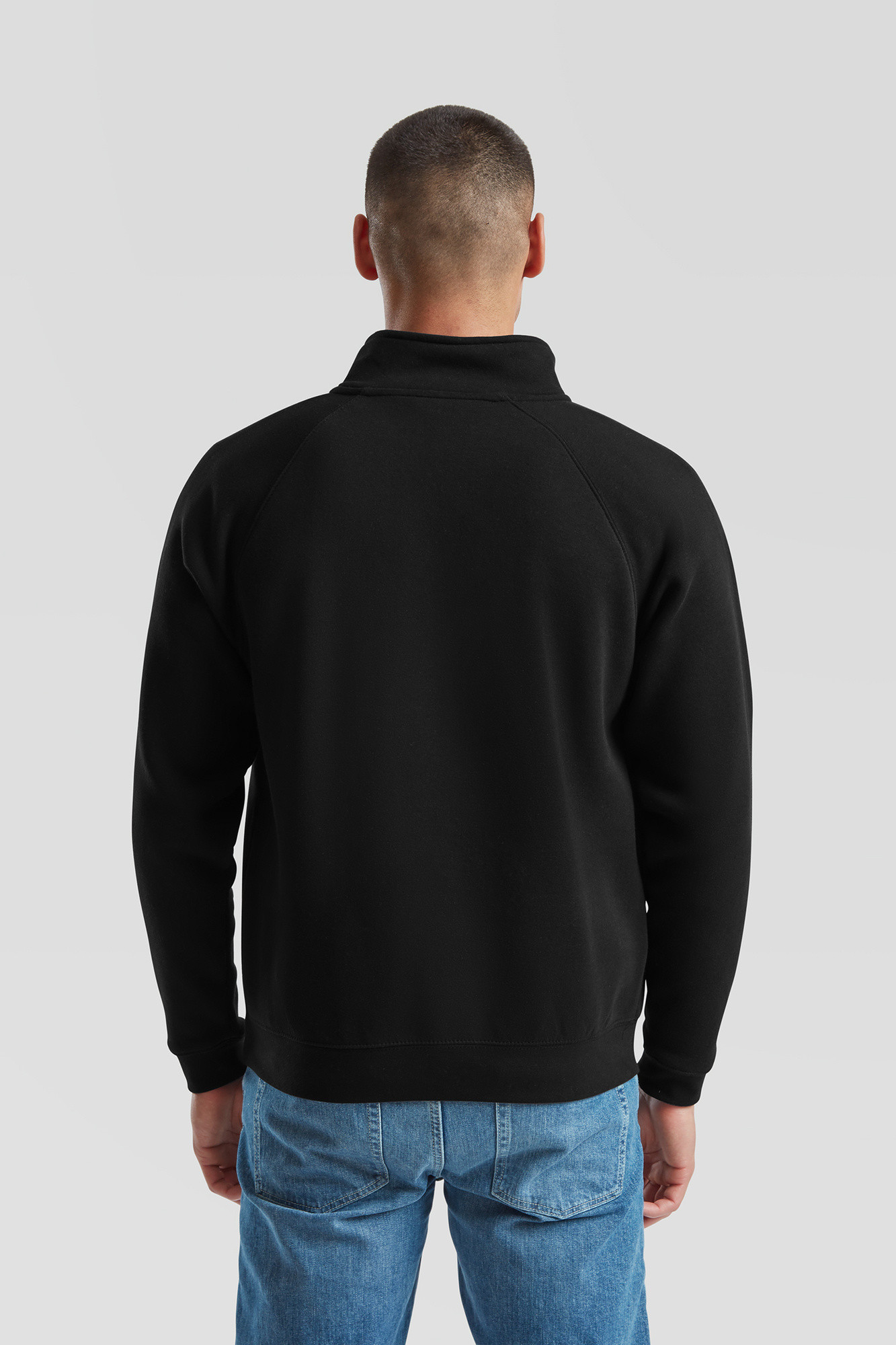 Black Men&#039;s Zip Neck Sweatshirt Fruit of the Loom