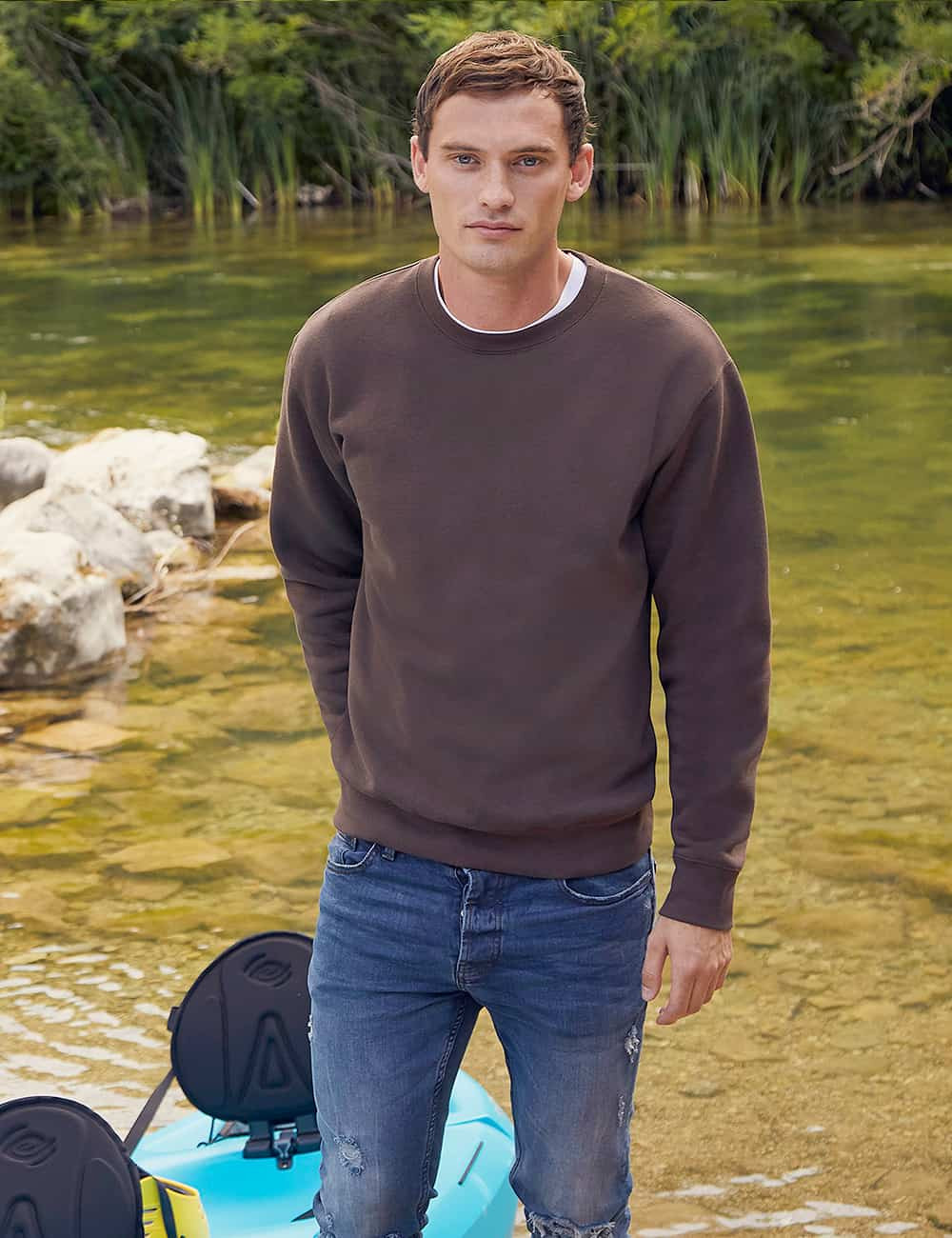 Dark Grey Men&#039;s Sweatshirt Set-in Sweat Fruit of the Loom