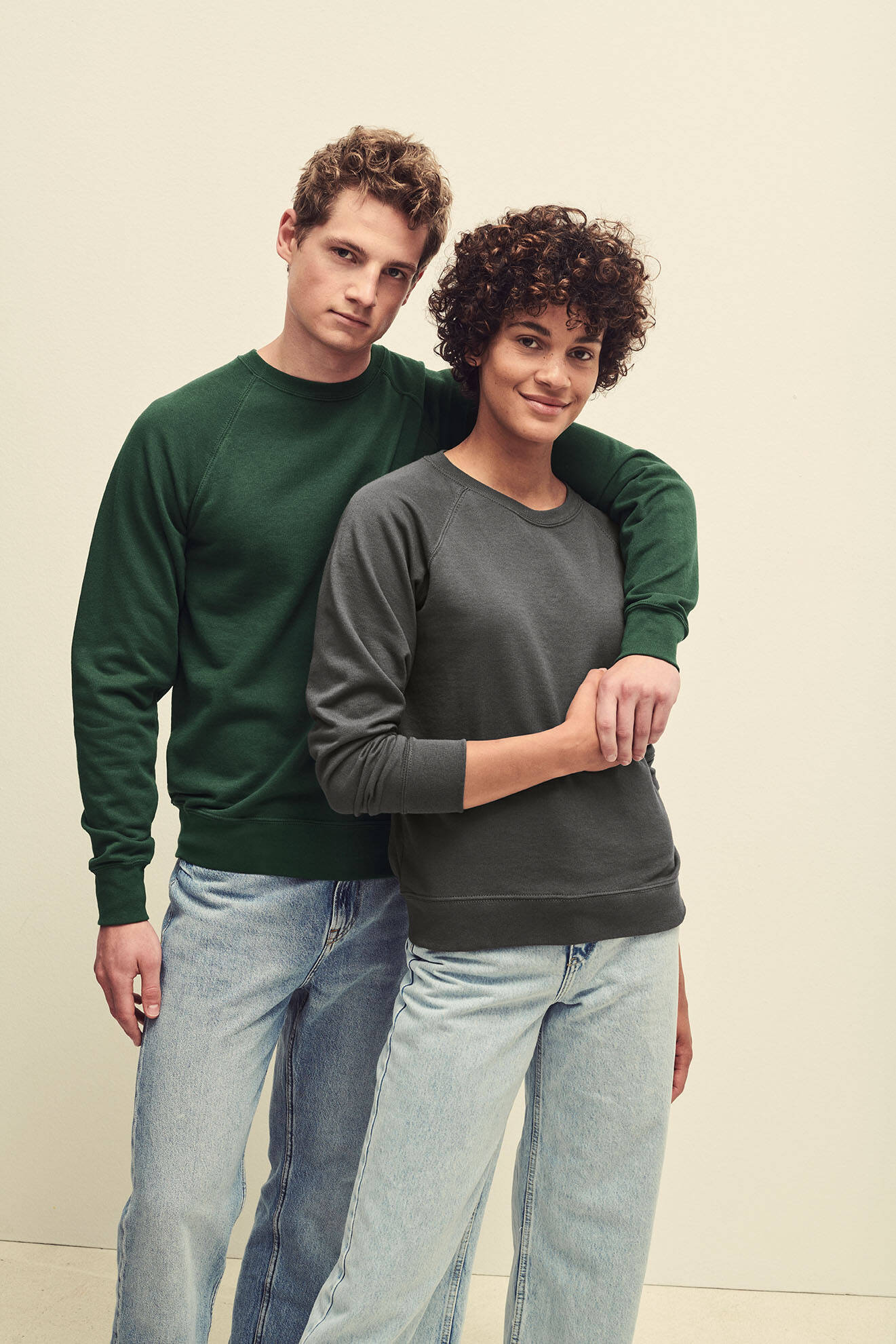 Green Men&#039;s Sweatshirt Lightweight Raglan Sweat Fruit of the Loom