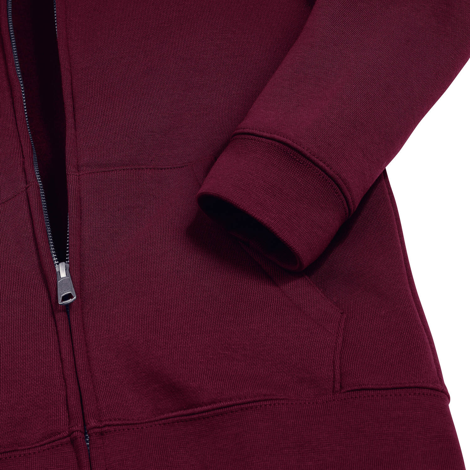 Burgundy children&#039;s sweatshirt with hood and zipper Authentic Russell