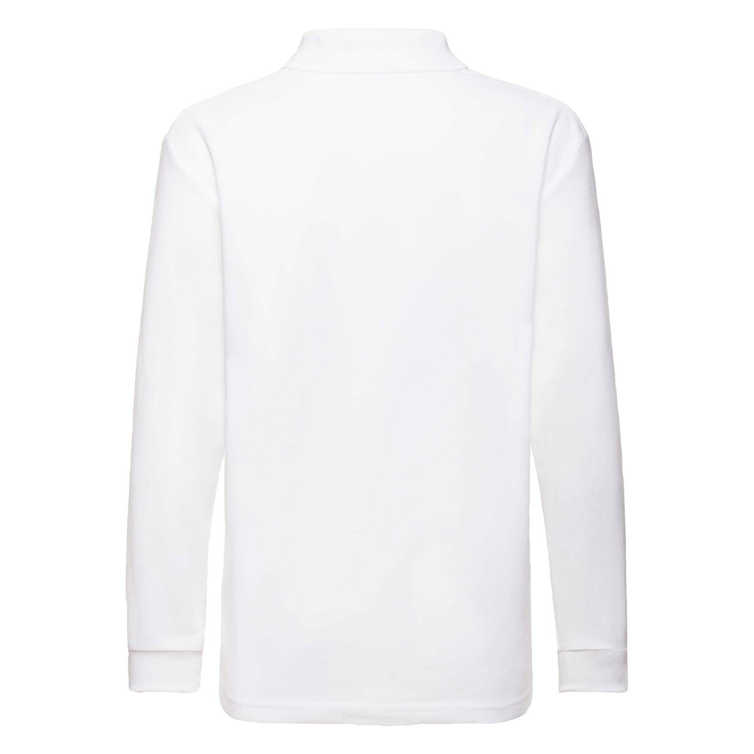 White Long Sleeve Polo Shirt Fruit of the Loom