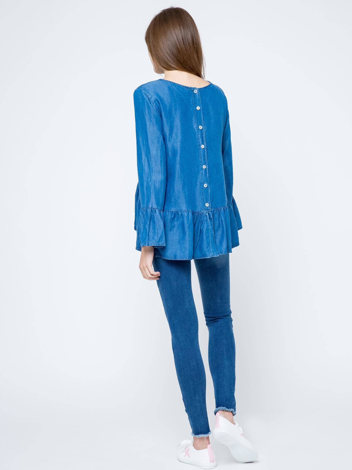 Euphora blouse a'la jeans fastened with buttons at the back blue