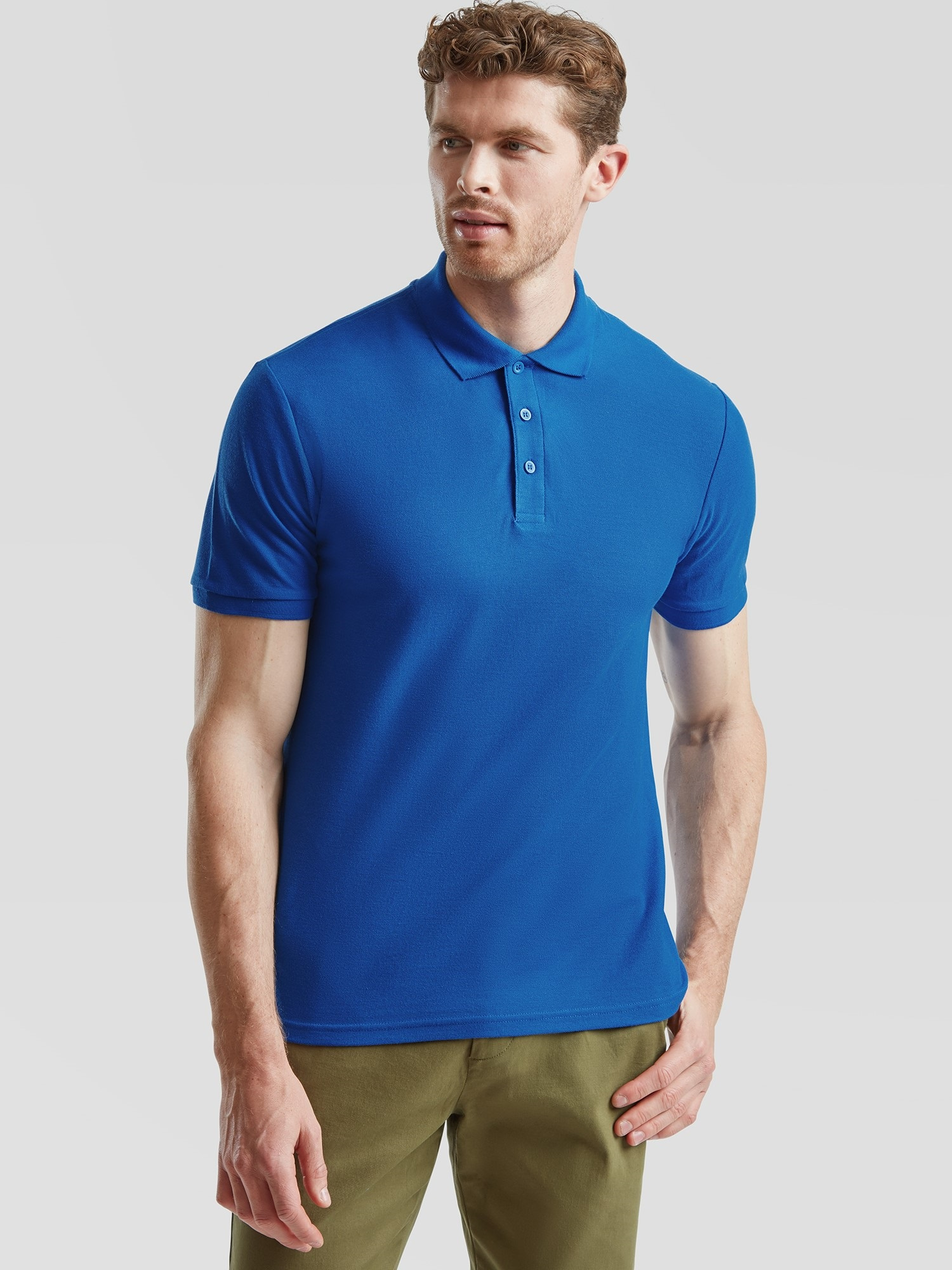 Niebieska koszulka męska polo Tailored Fit Friut of the Loom