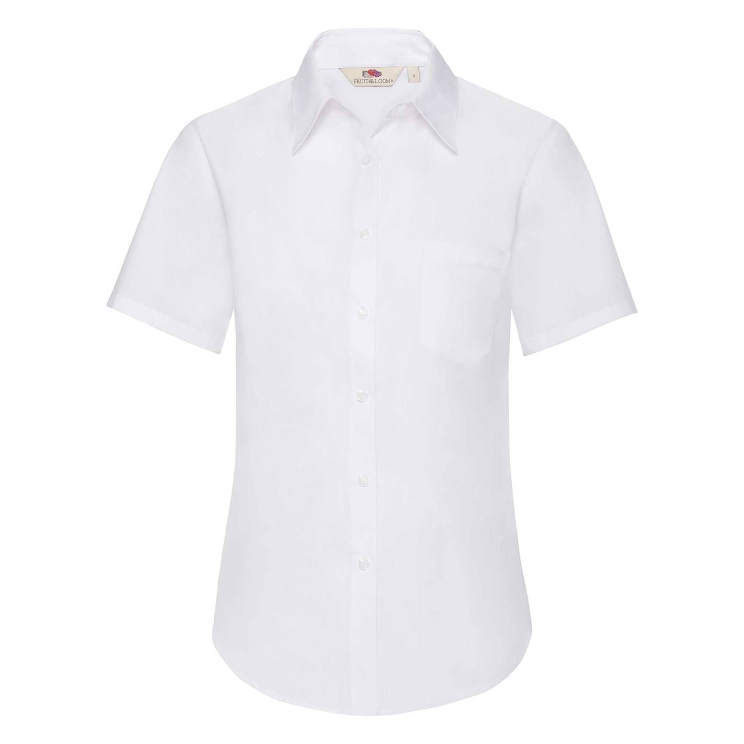 Levně White poplin shirt with short sleeves Fruit Of The Loom