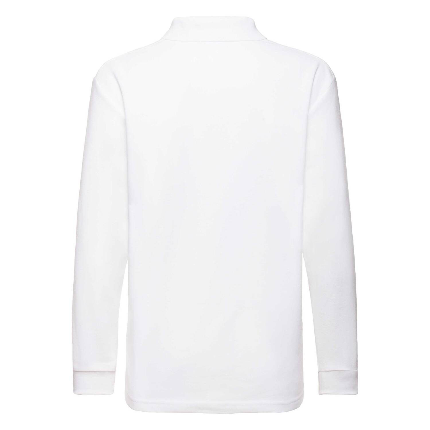 White Long Sleeve Polo Shirt Fruit of the Loom