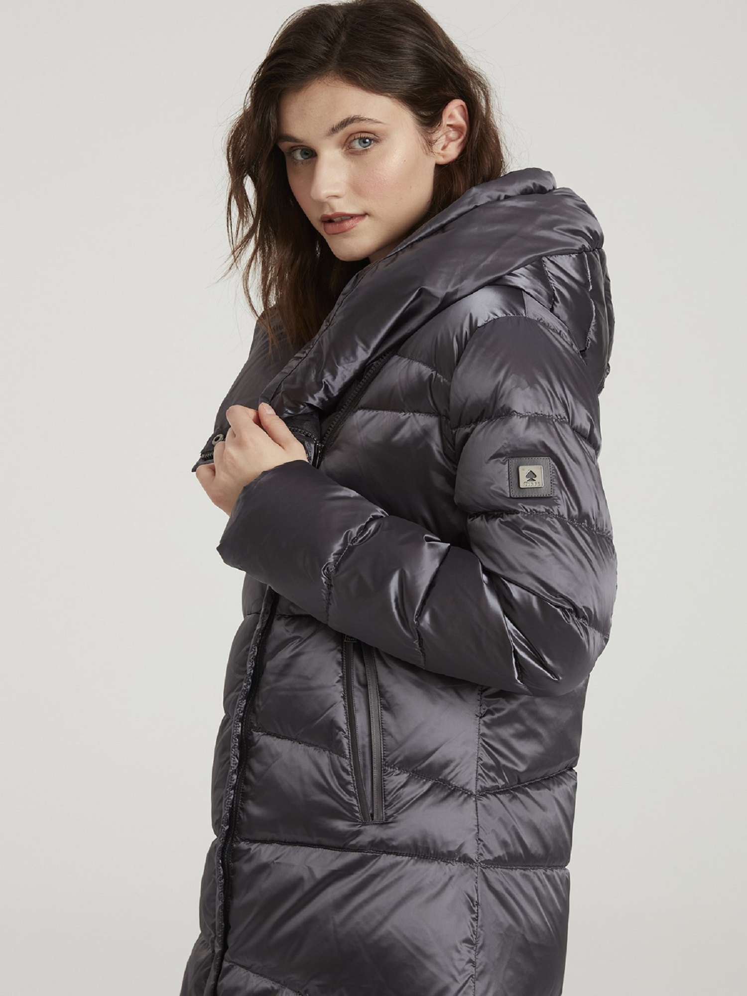 Levně Grey winter jacket hooded coat Tiffi
