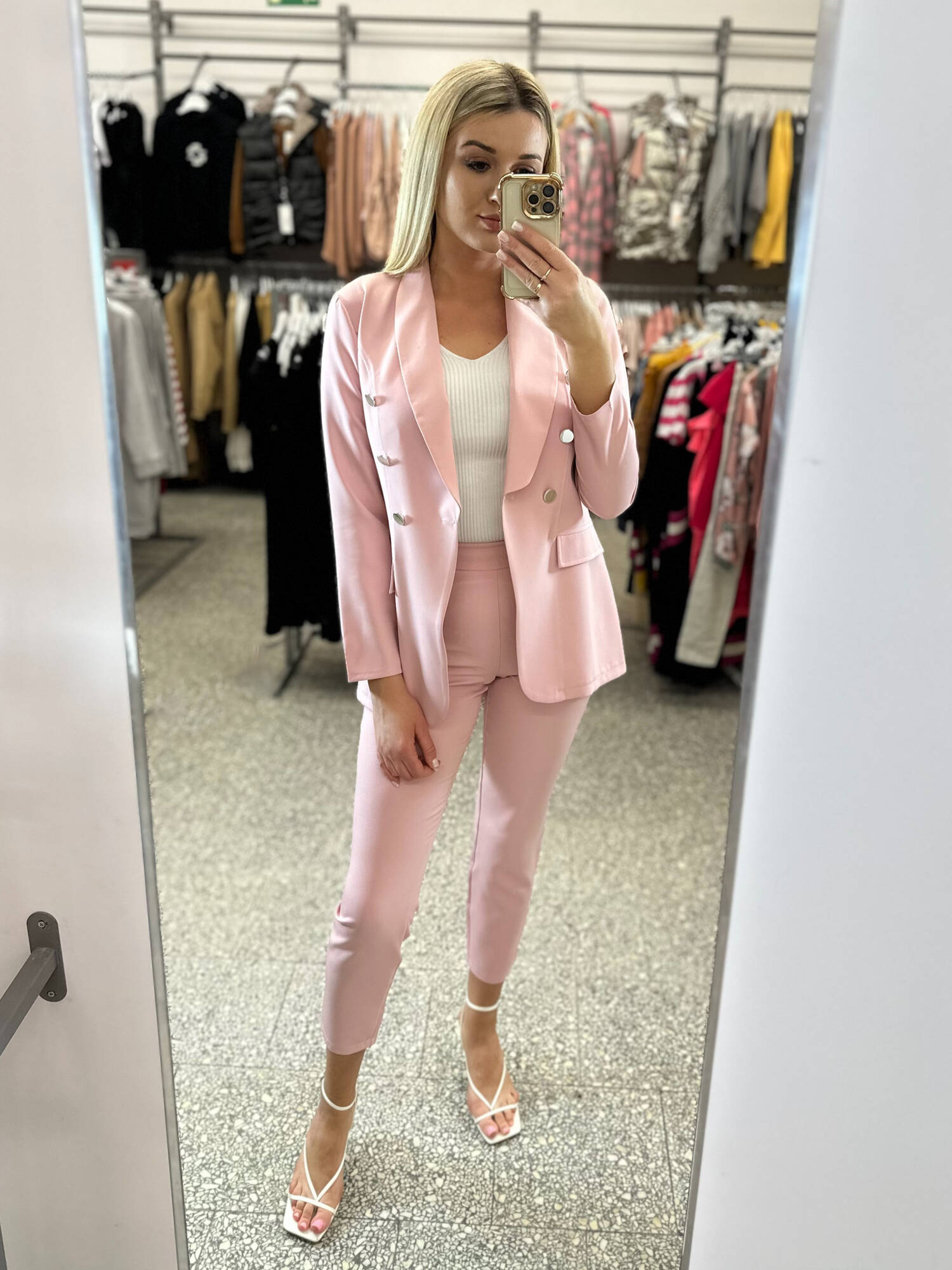 Pink elegant fabric pants LIVIEN