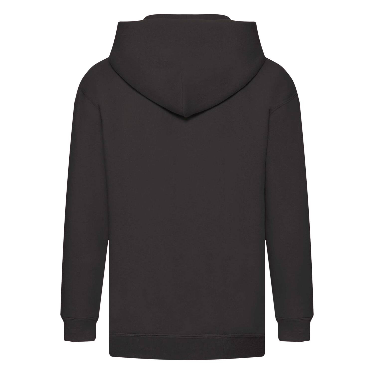 Black Kids Hoodie Zip Through Hooded Sweat Fruit of the Loom