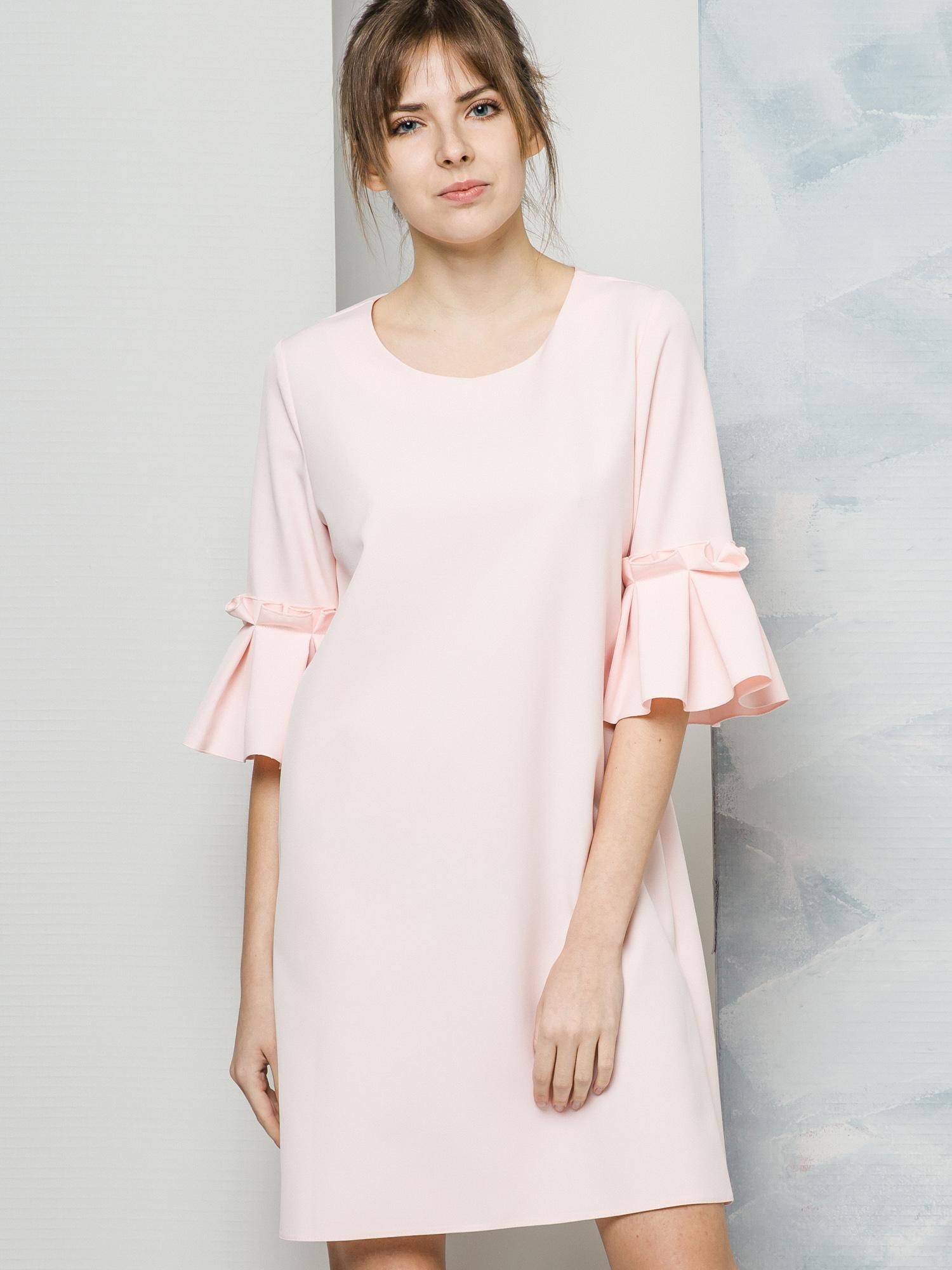 Levně La Diva dress decorated with sleeves with wide pleats pink