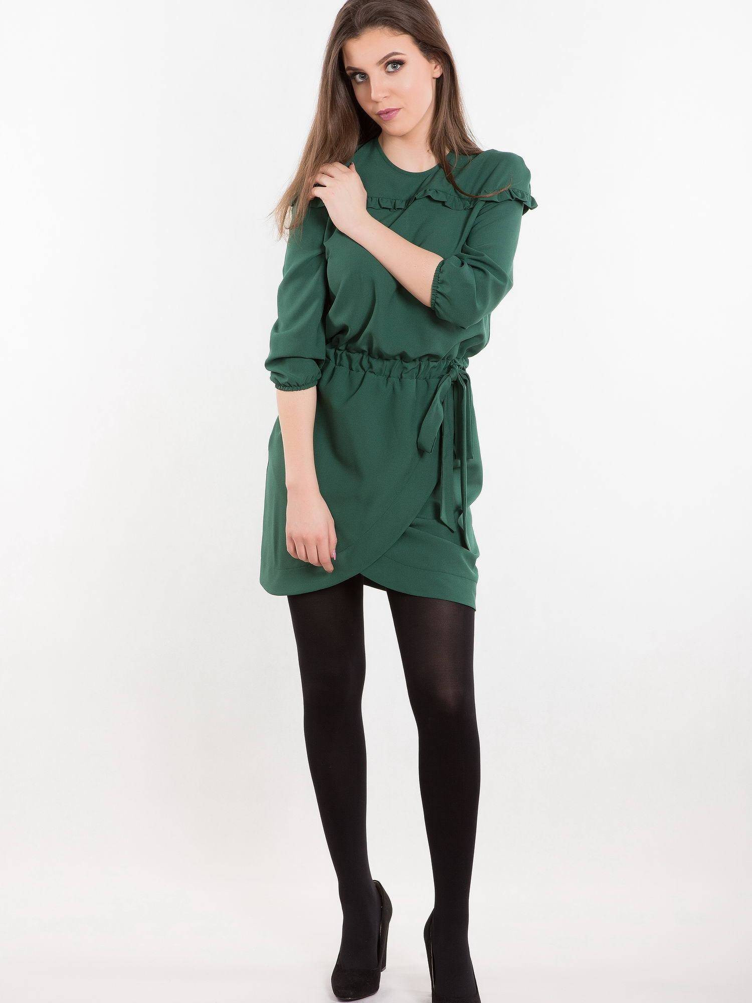 Dress with envelope bottom, tied green