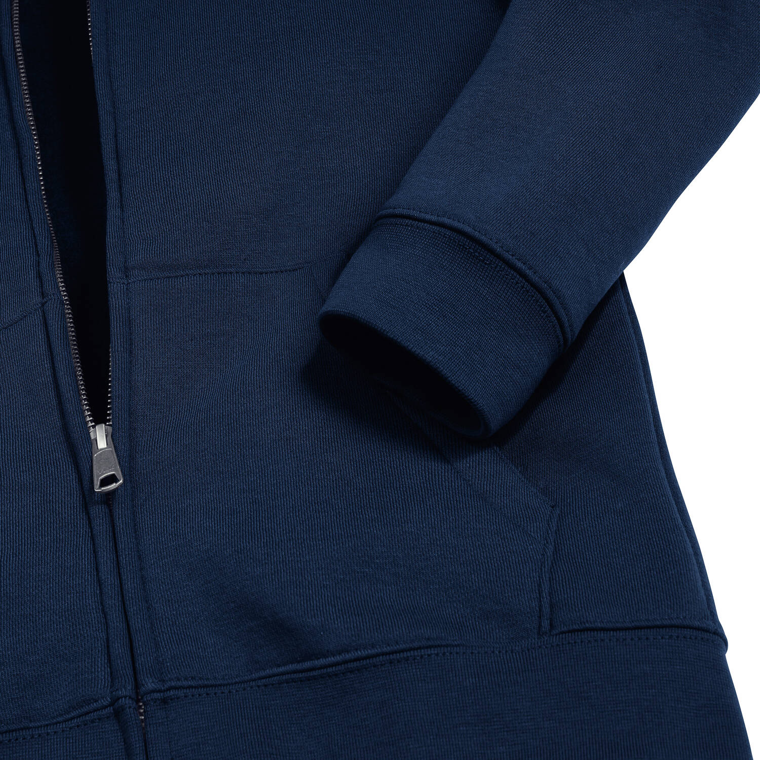 Navy blue children&#039;s sweatshirt with hood and zipper Authentic Russell