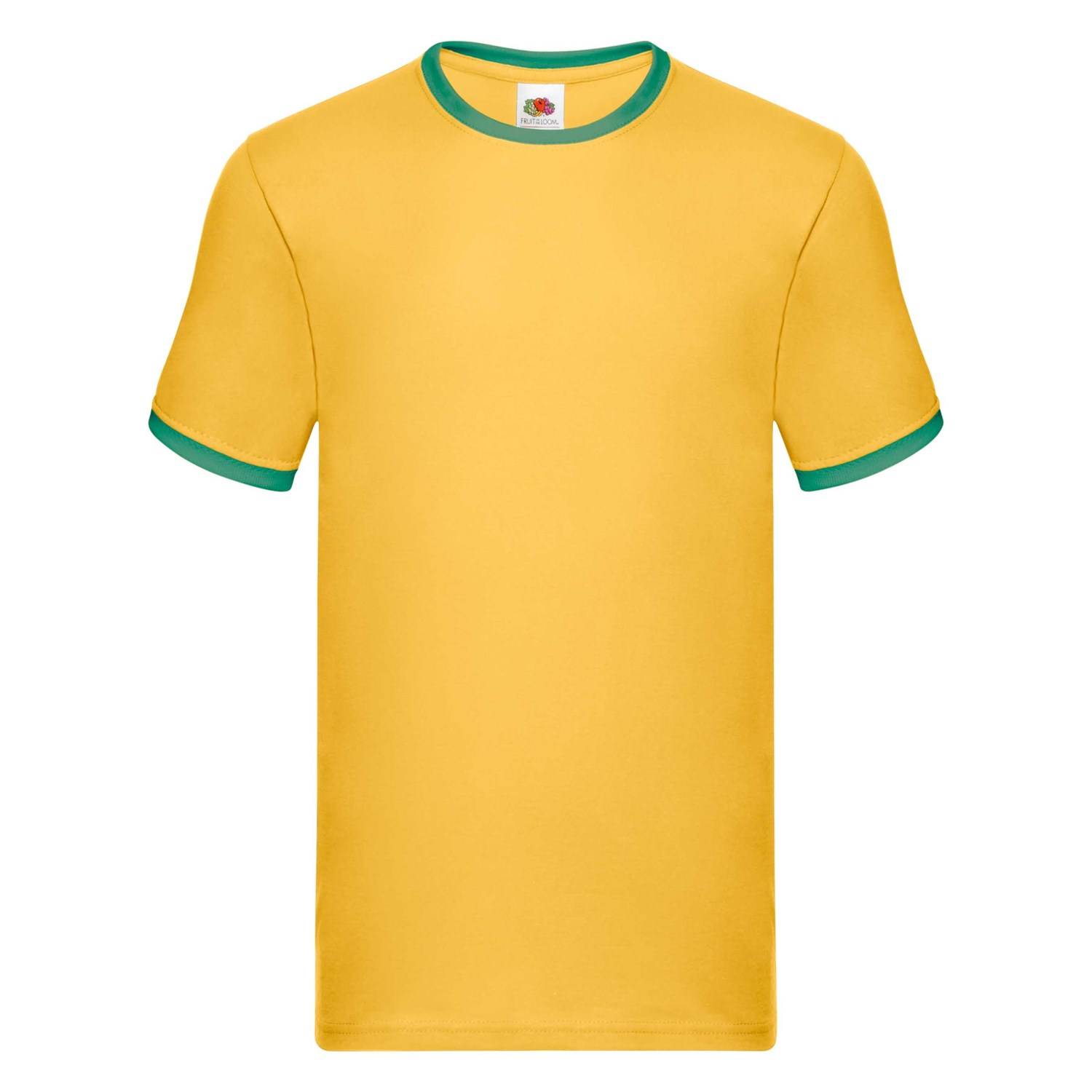 Levně Men's Yellow T-shirt Ringer Fruit of the Loom