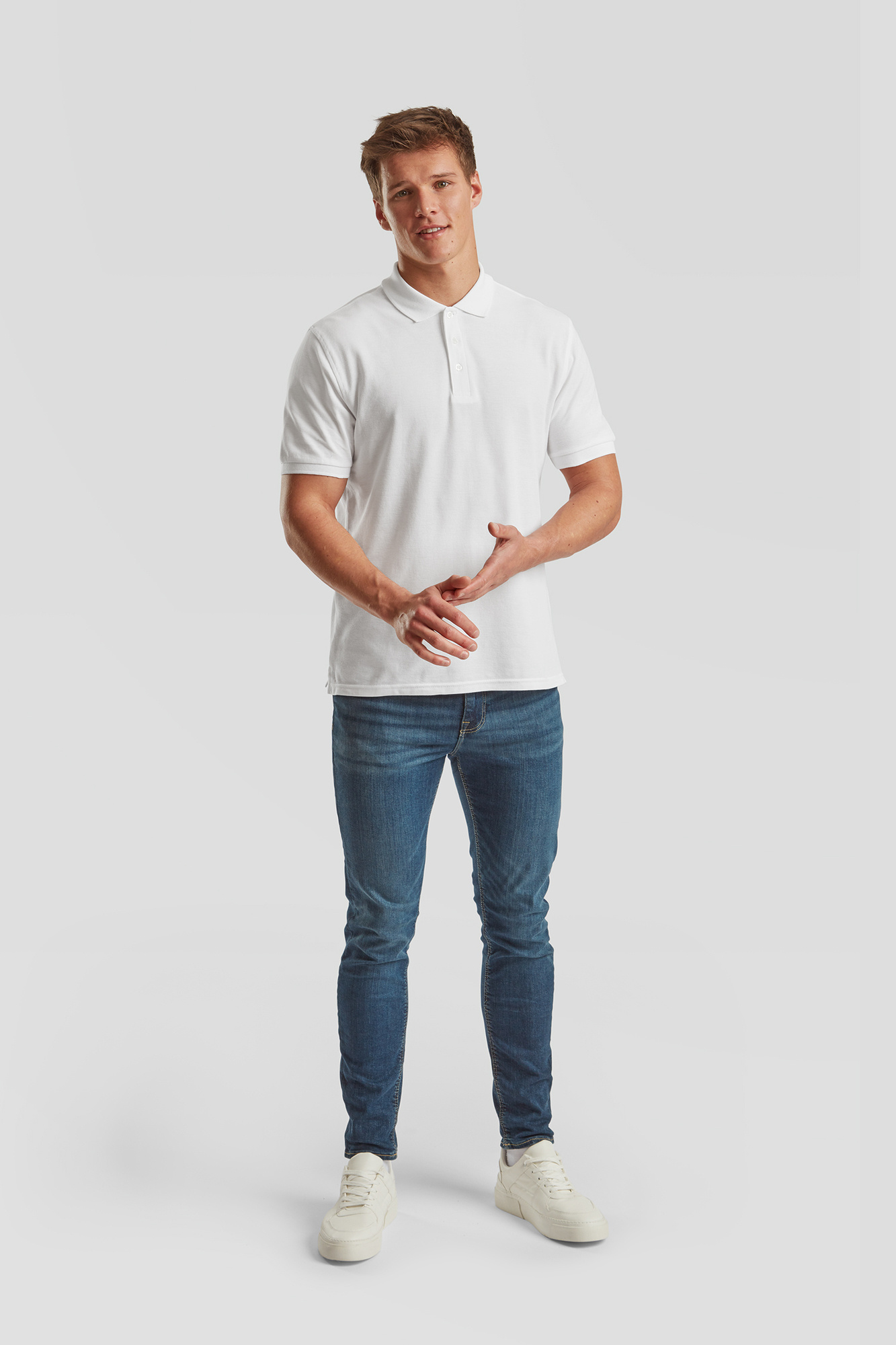 White Men's T-shirt Iconic Polo 6304400 Friut of the Loom