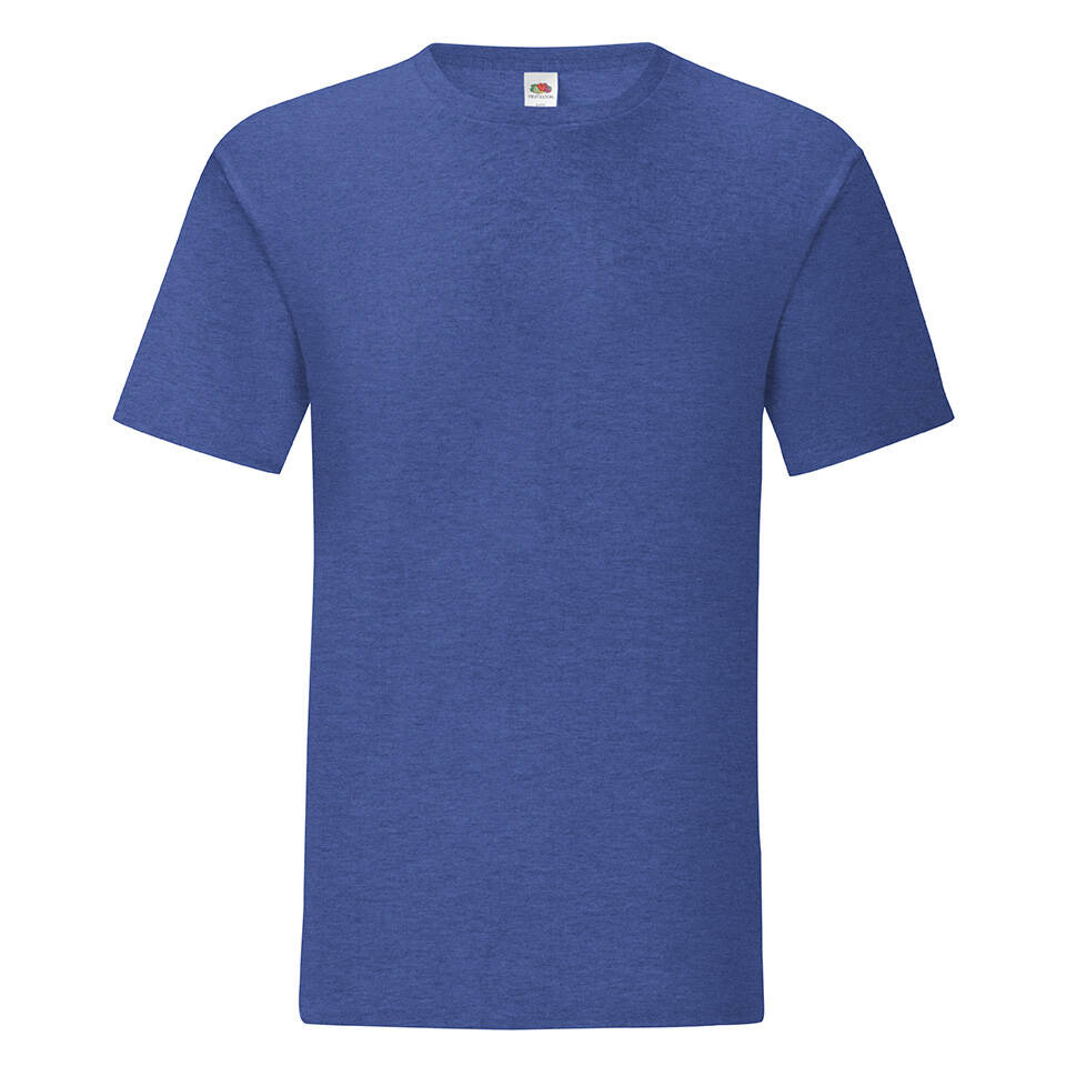 Blue Iconic Combed Cotton T-shirt with Fruit of the Loom Sleeve