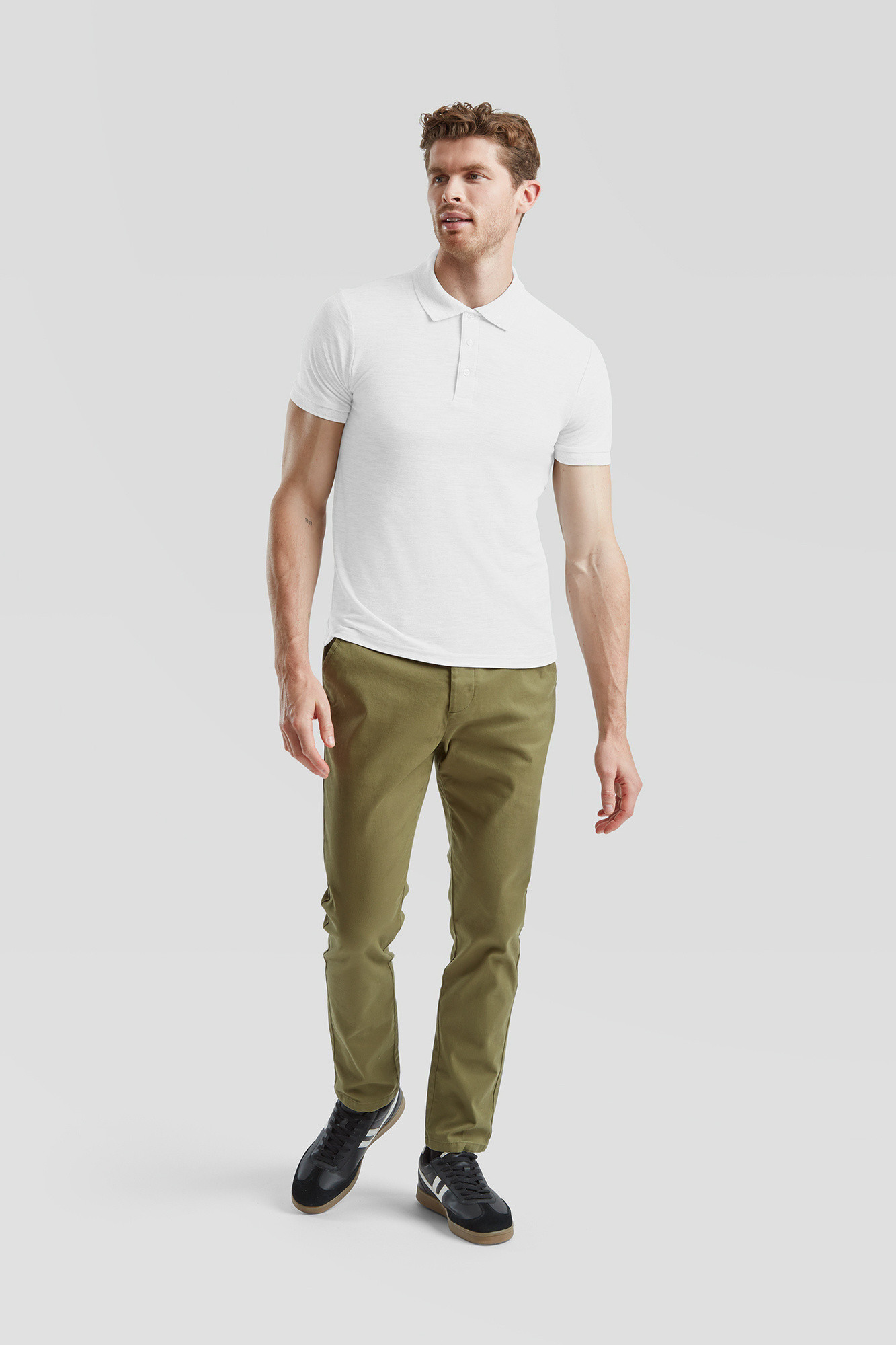 Biała koszulka męska polo Tailored Fit Friut of the Loom
