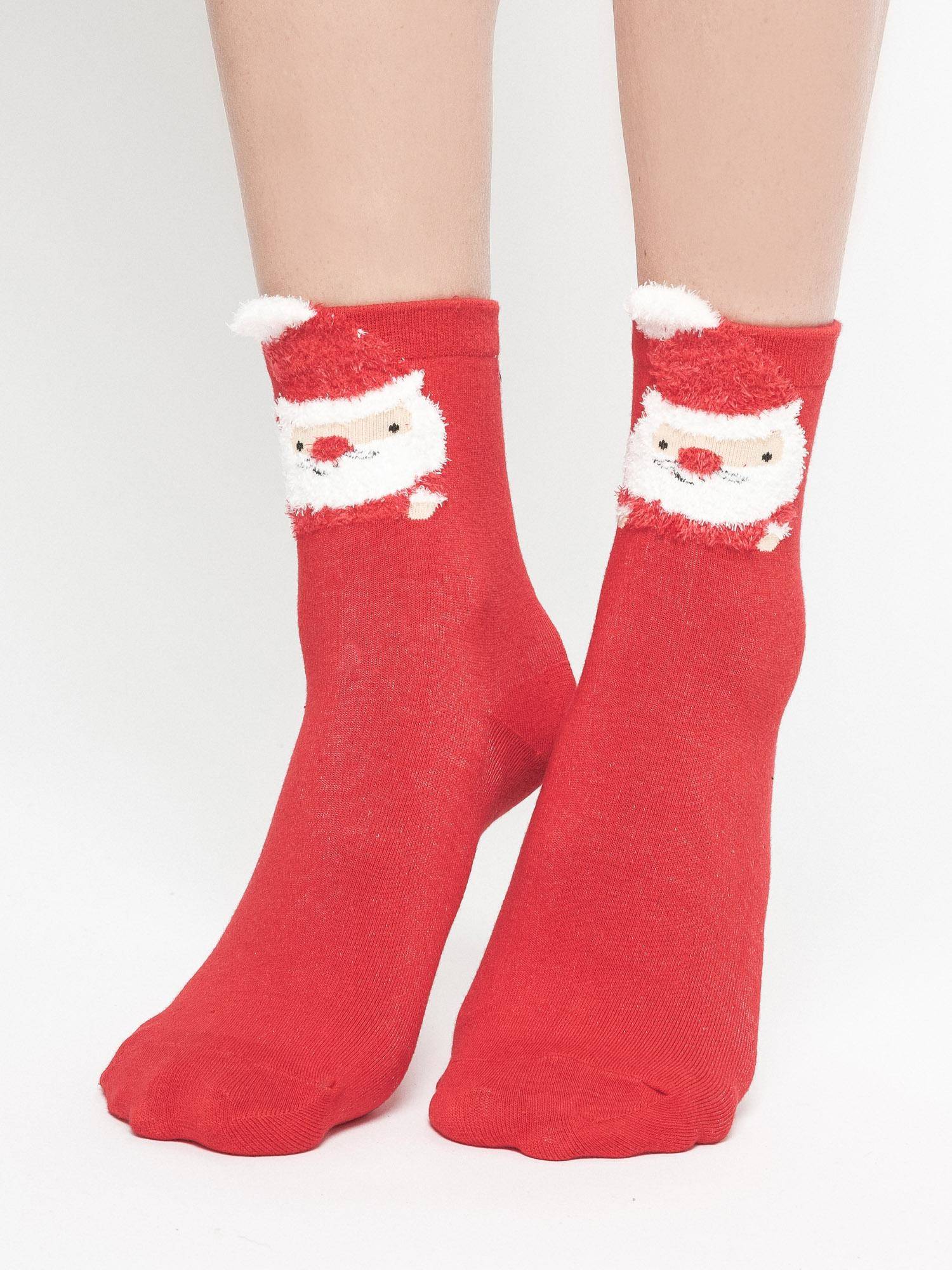 Levně Socks with Santa Claus application red