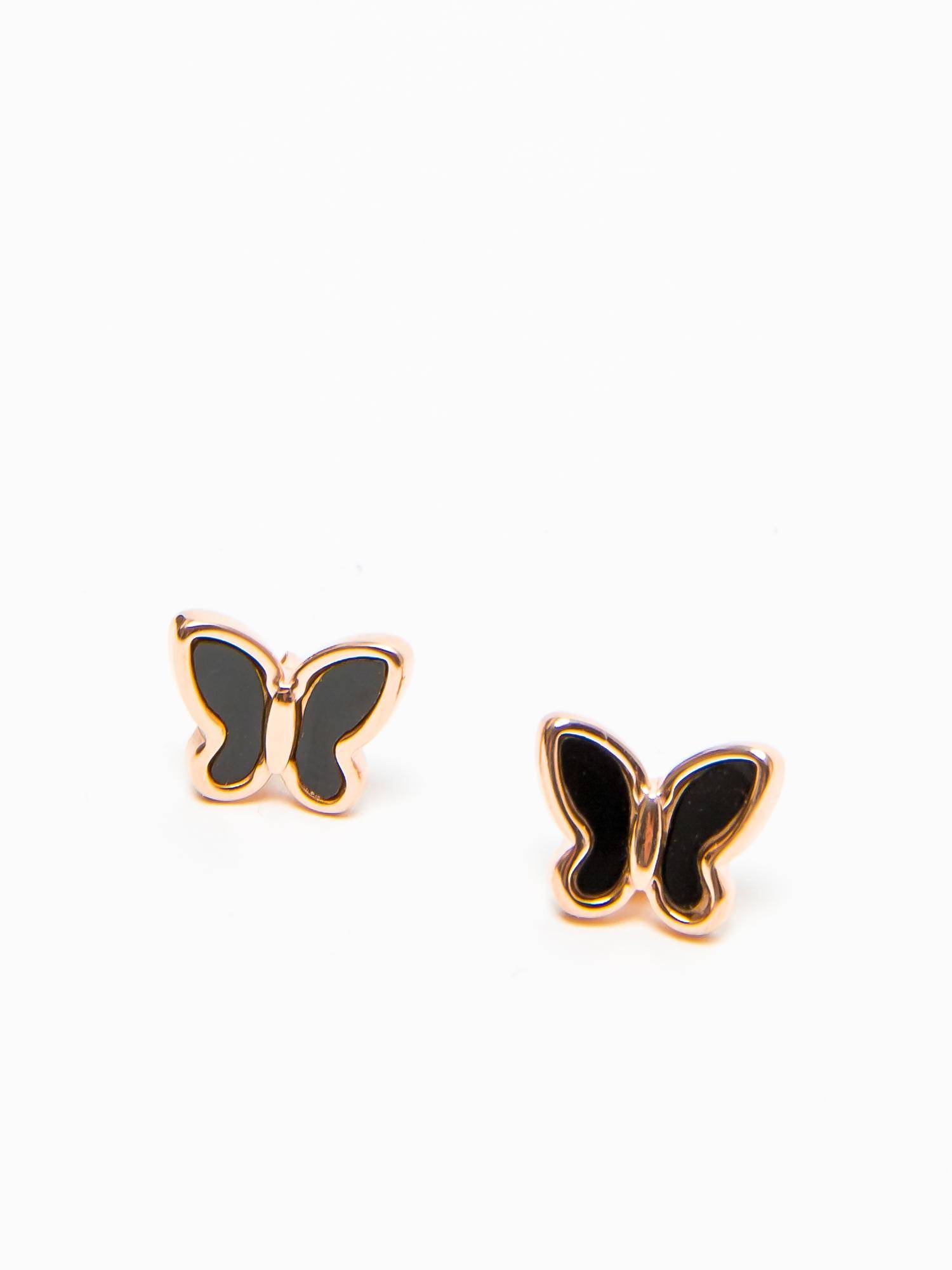 Earrings with enamel butterfly black