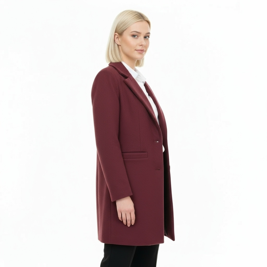 Burgundy Classic Striped Yups Coat