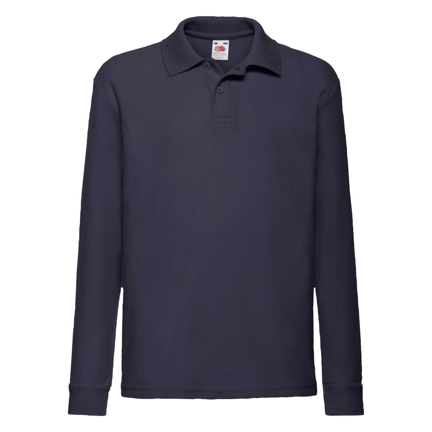 Navy blue long sleeve polo shirt Fruit of the Loom