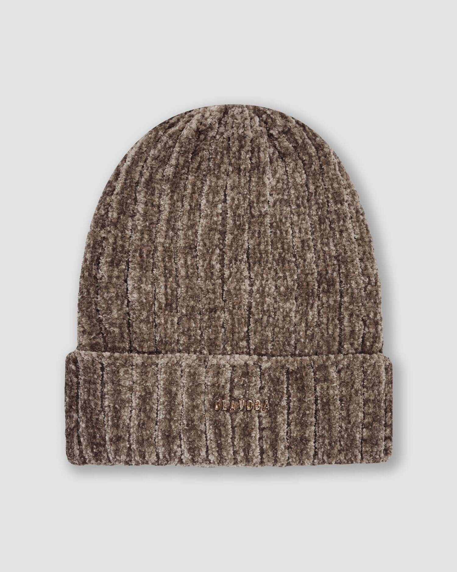 Grey and beige chenille cap GABY 2023 OLAVOGA