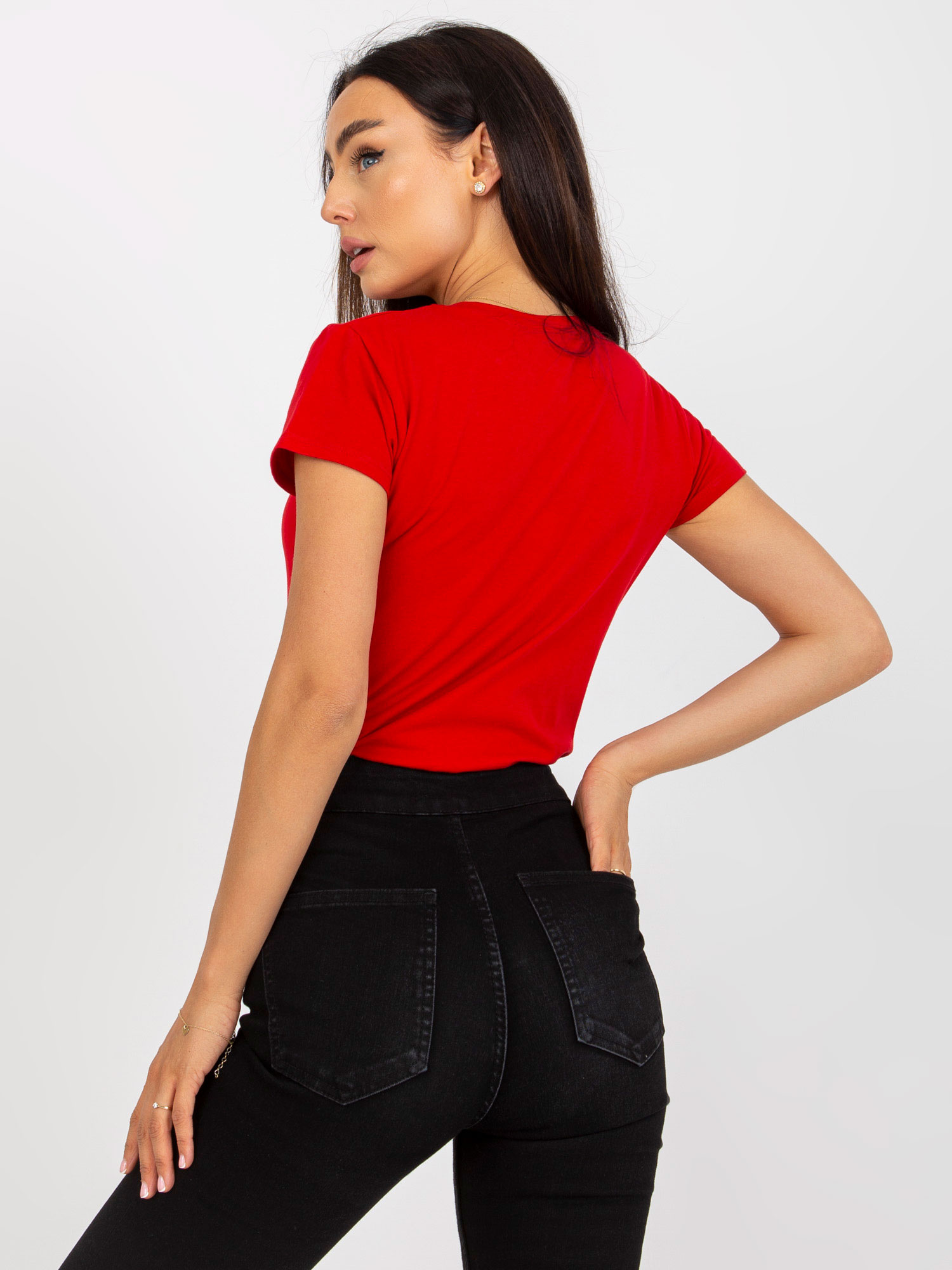 Red cotton women's t-shirt BASIC