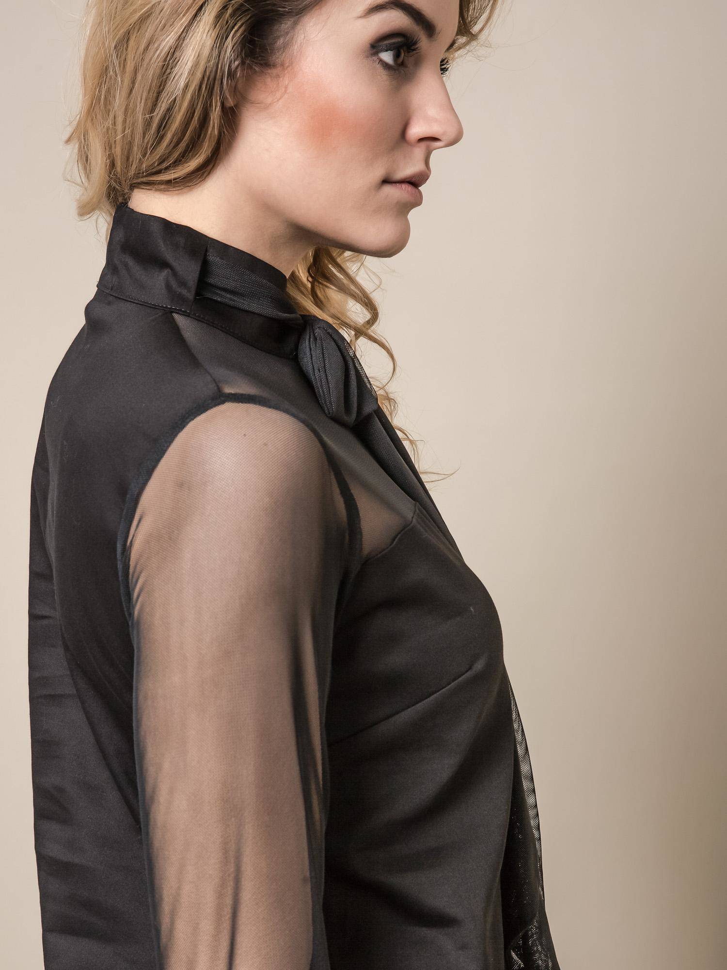MISS CITY SHIRT WITH TULLE SLEEVES BLACK