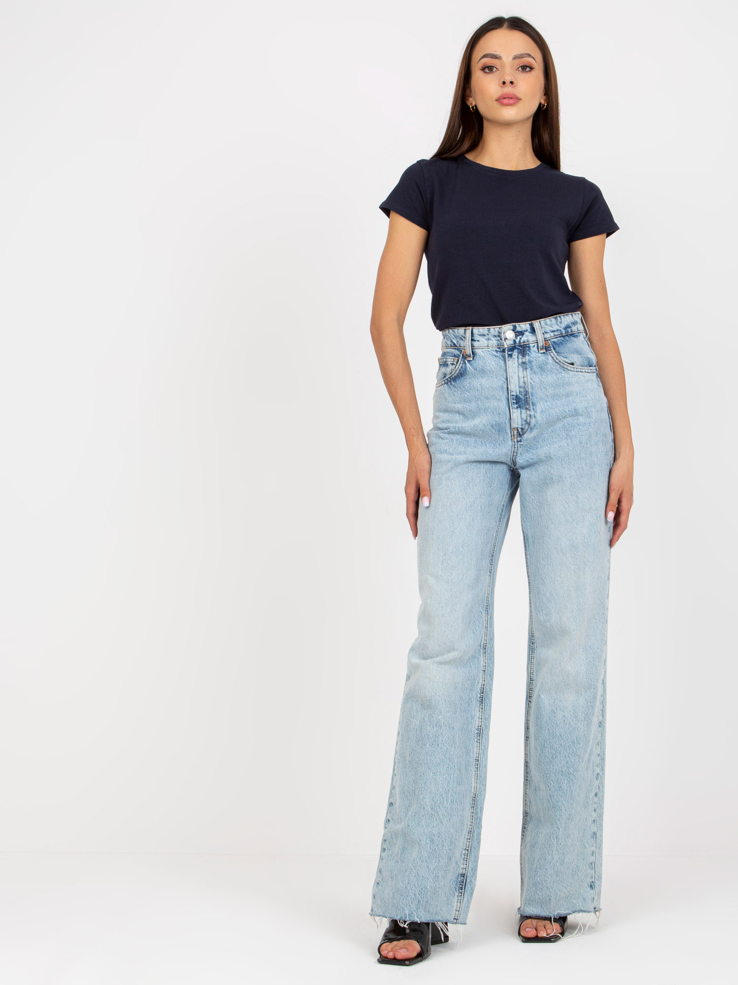 Navy blue cotton women's t-shirt BASIC
