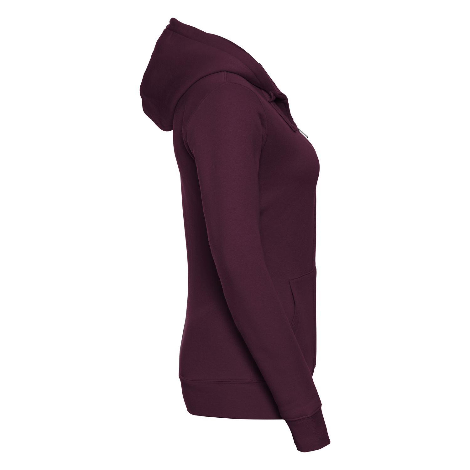 Burgundy women&#039;s sweatshirt with hood and zipper Authentic Russell