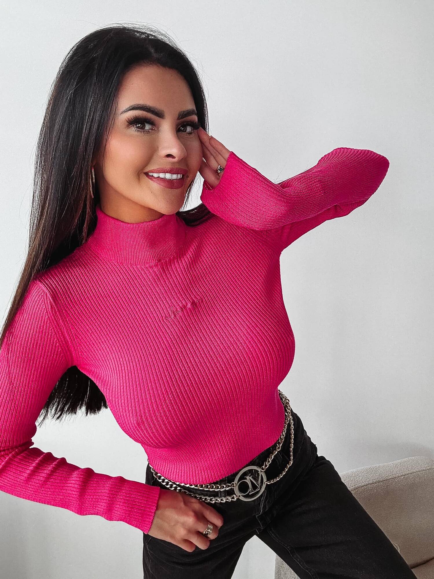 Levně Pink sweater RIYA 2023 OLAVOGA