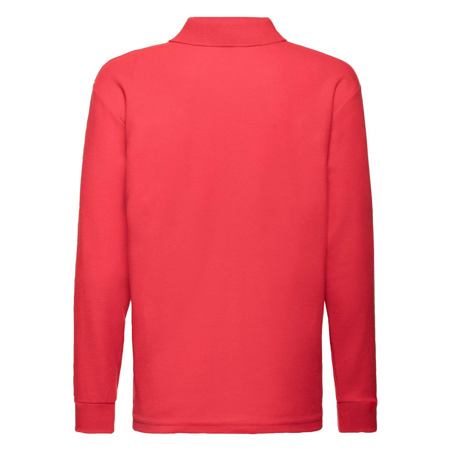 Red Long Sleeve Polo Shirt Fruit of the Loom
