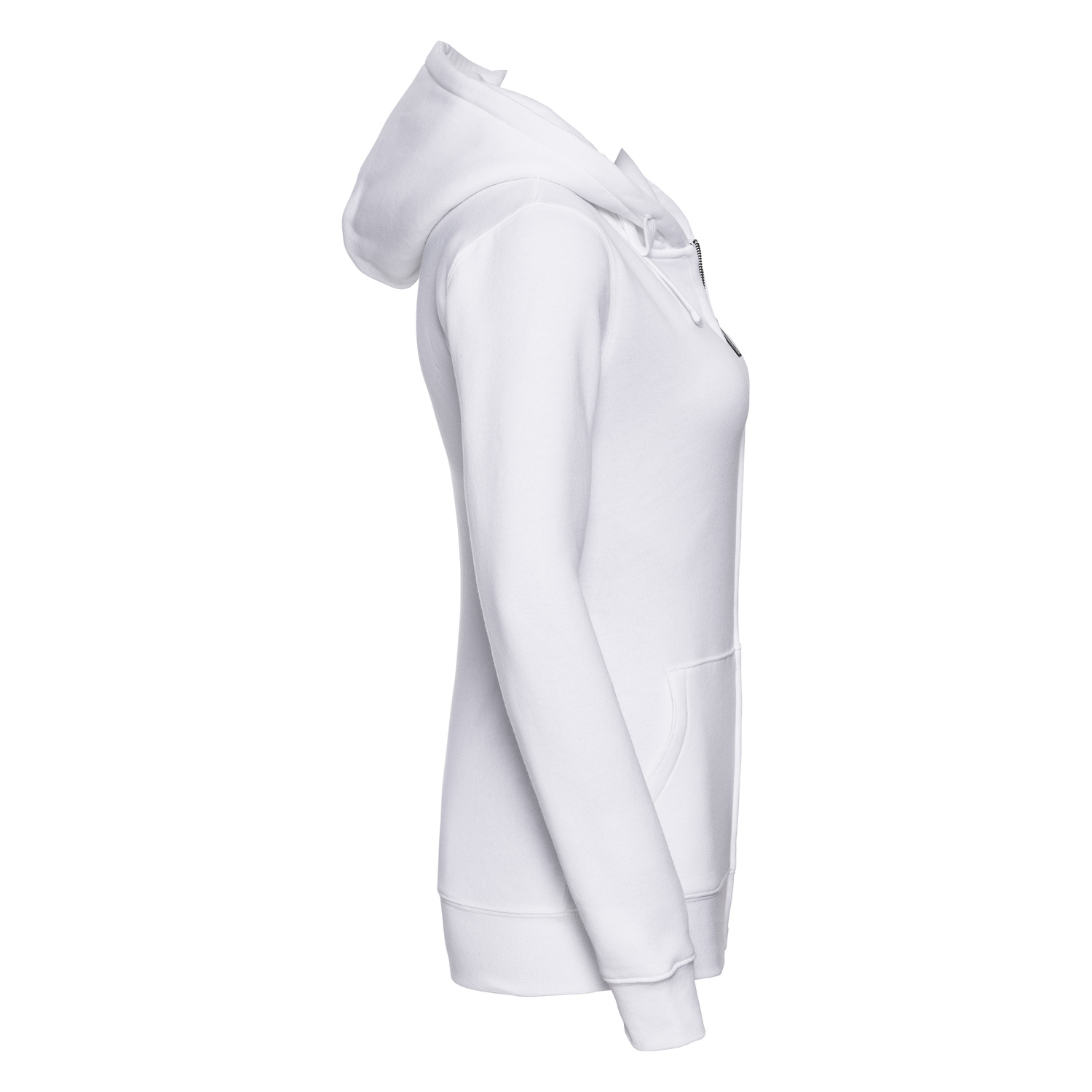 White women&#039;s sweatshirt with hood and zipper Authentic Russell