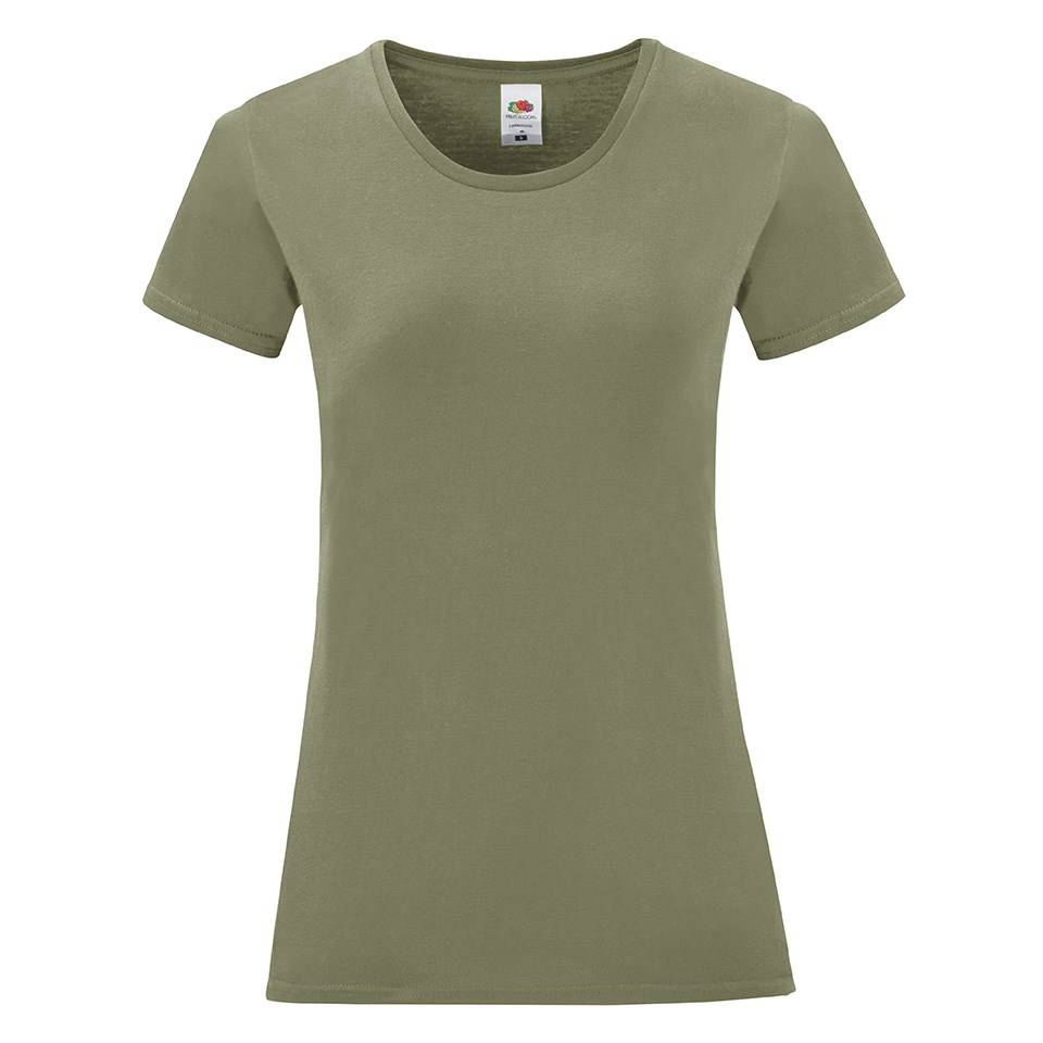 Levně Olive Iconic Women's T-shirt in combed cotton Fruit of the Loom